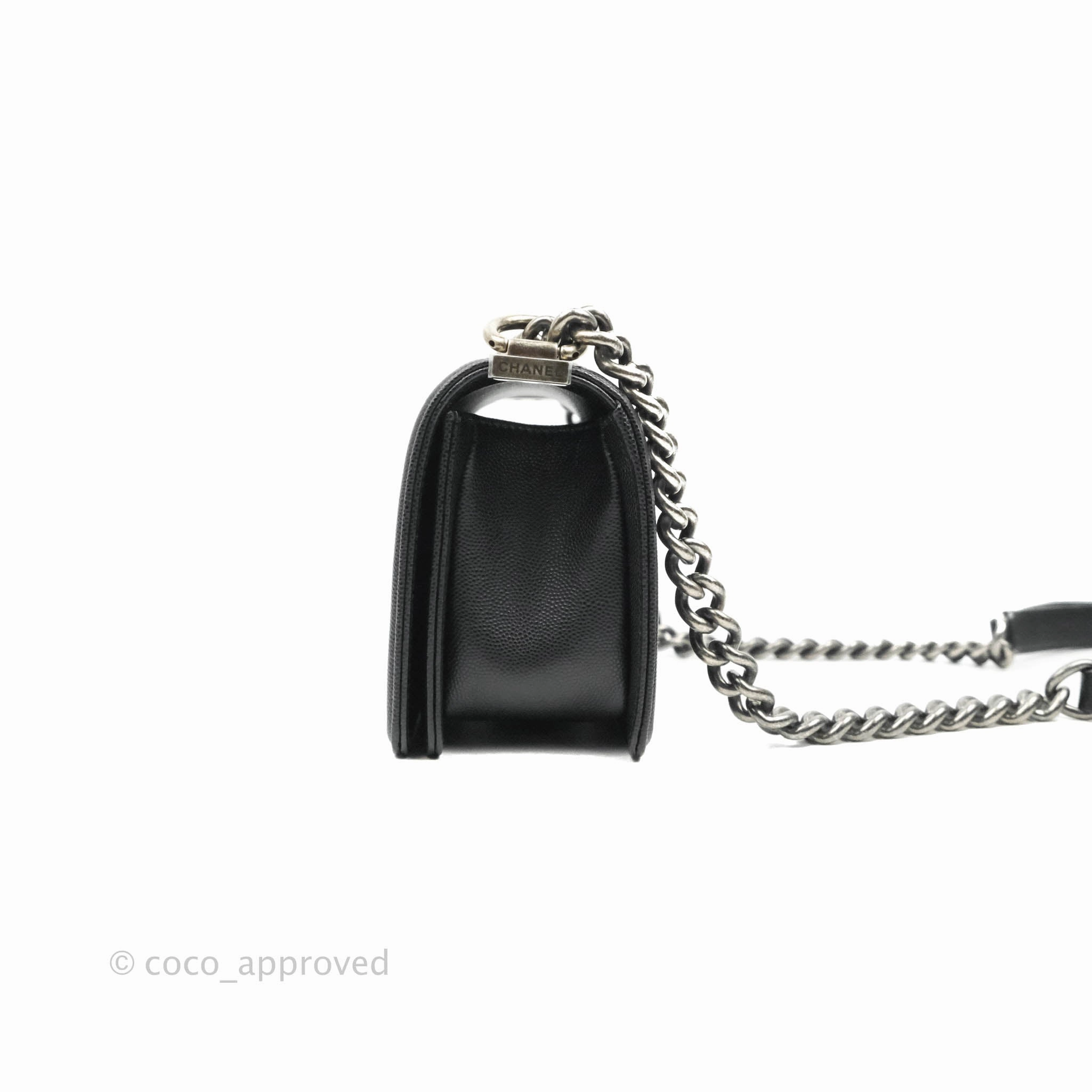 Chanel Boy Quilted Small Black Caviar Ruthenium Hardware