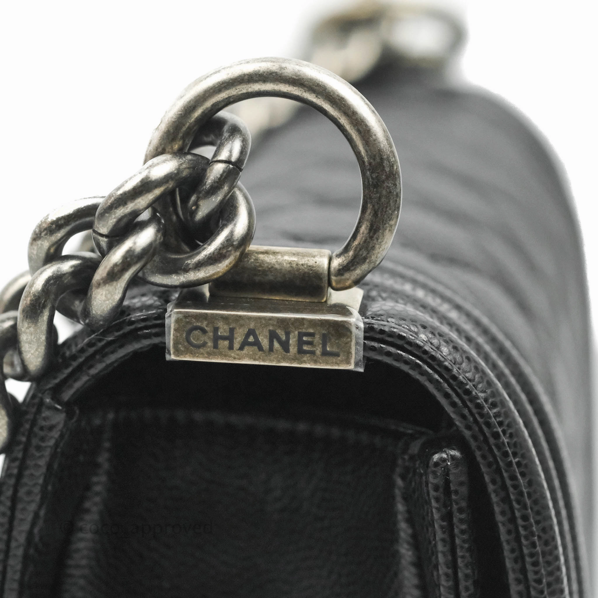 Chanel Boy Quilted Small Black Caviar Ruthenium Hardware