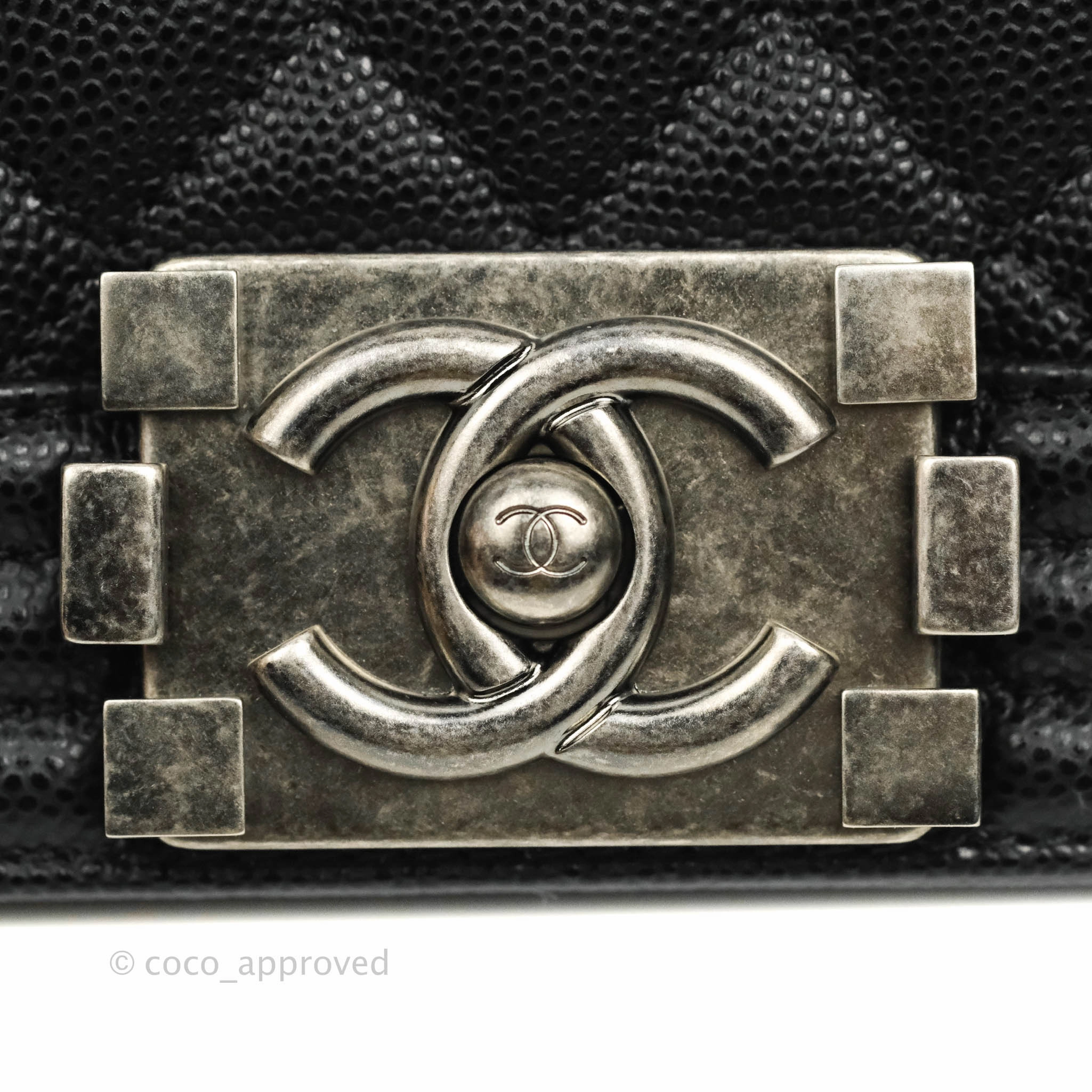 Chanel Boy Quilted Small Black Caviar Ruthenium Hardware