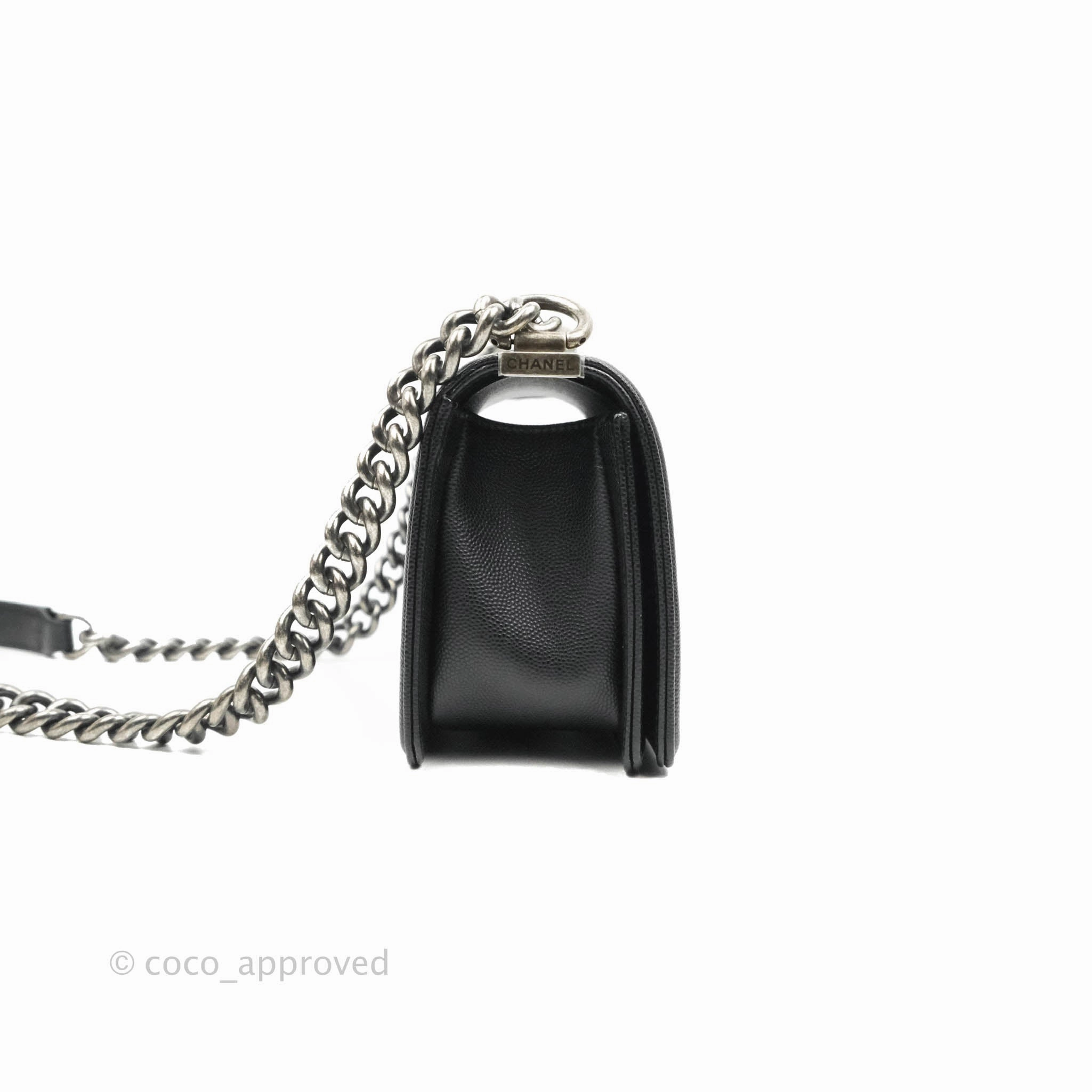 Chanel Boy Quilted Small Black Caviar Ruthenium Hardware