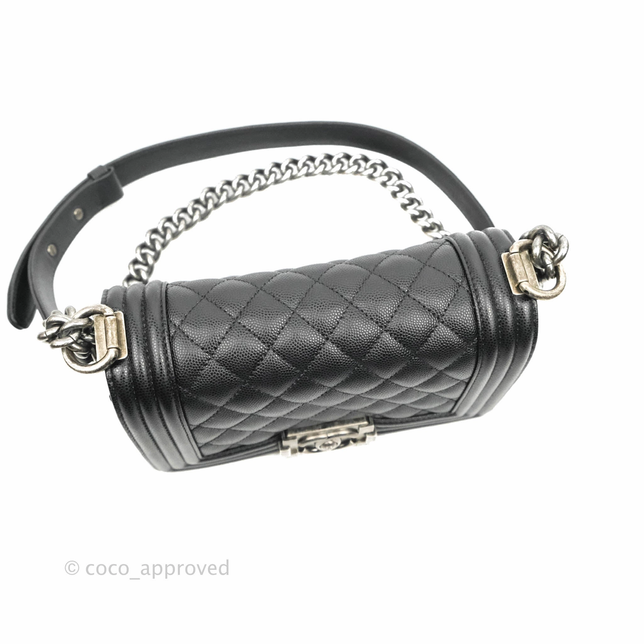Chanel Boy Quilted Small Black Caviar Ruthenium Hardware