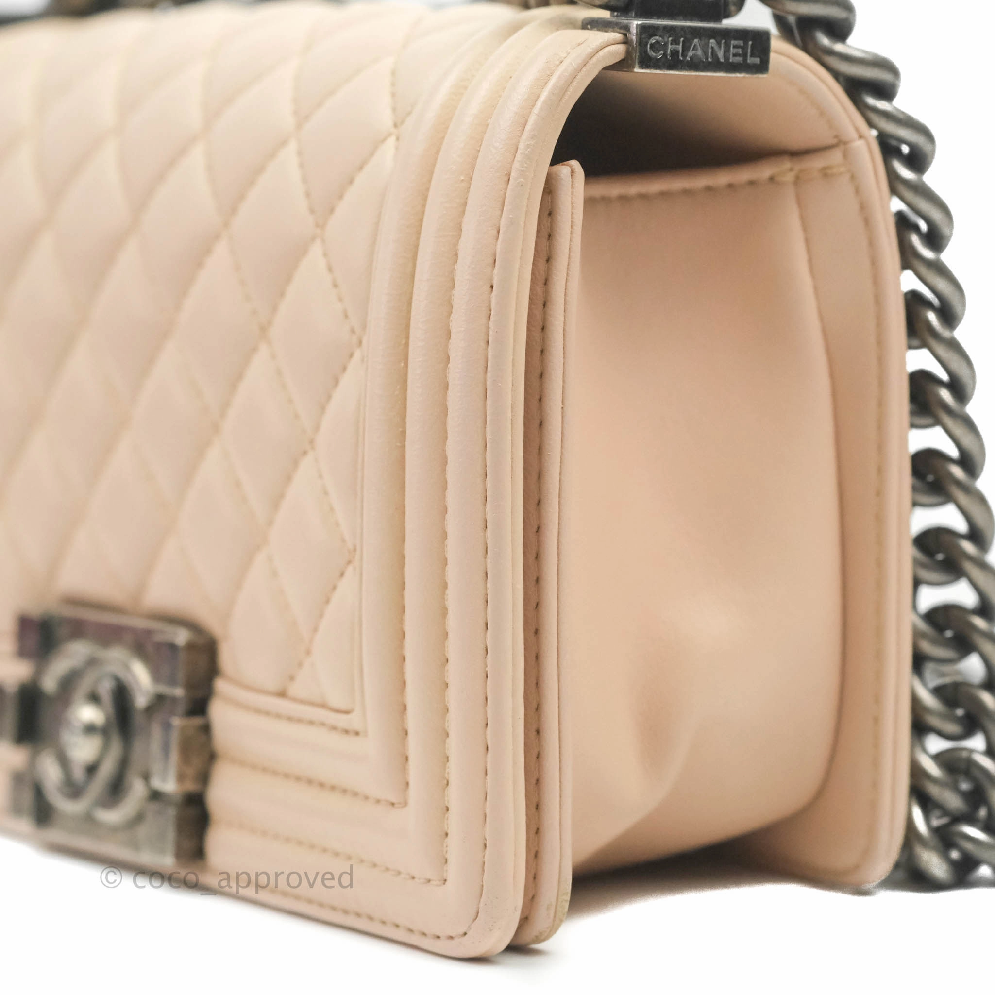 Chanel Boy Small Light Beige Pink Calfskin Ruthenium Hardware