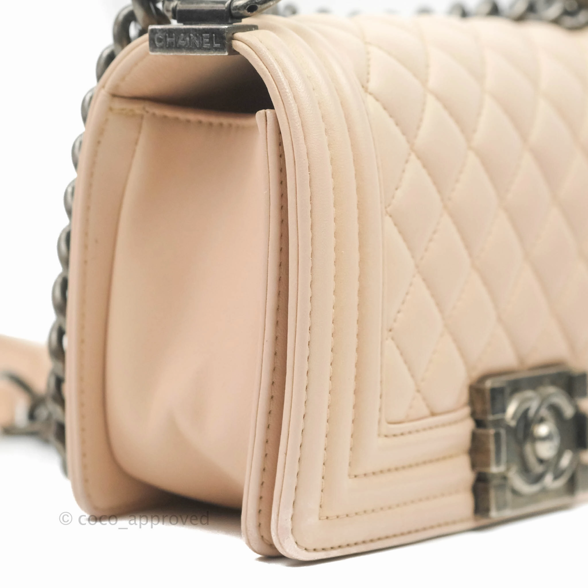Chanel Boy Small Light Beige Pink Calfskin Ruthenium Hardware