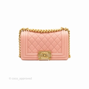 Chanel Boy Small Pink Caviar Gold Hardware