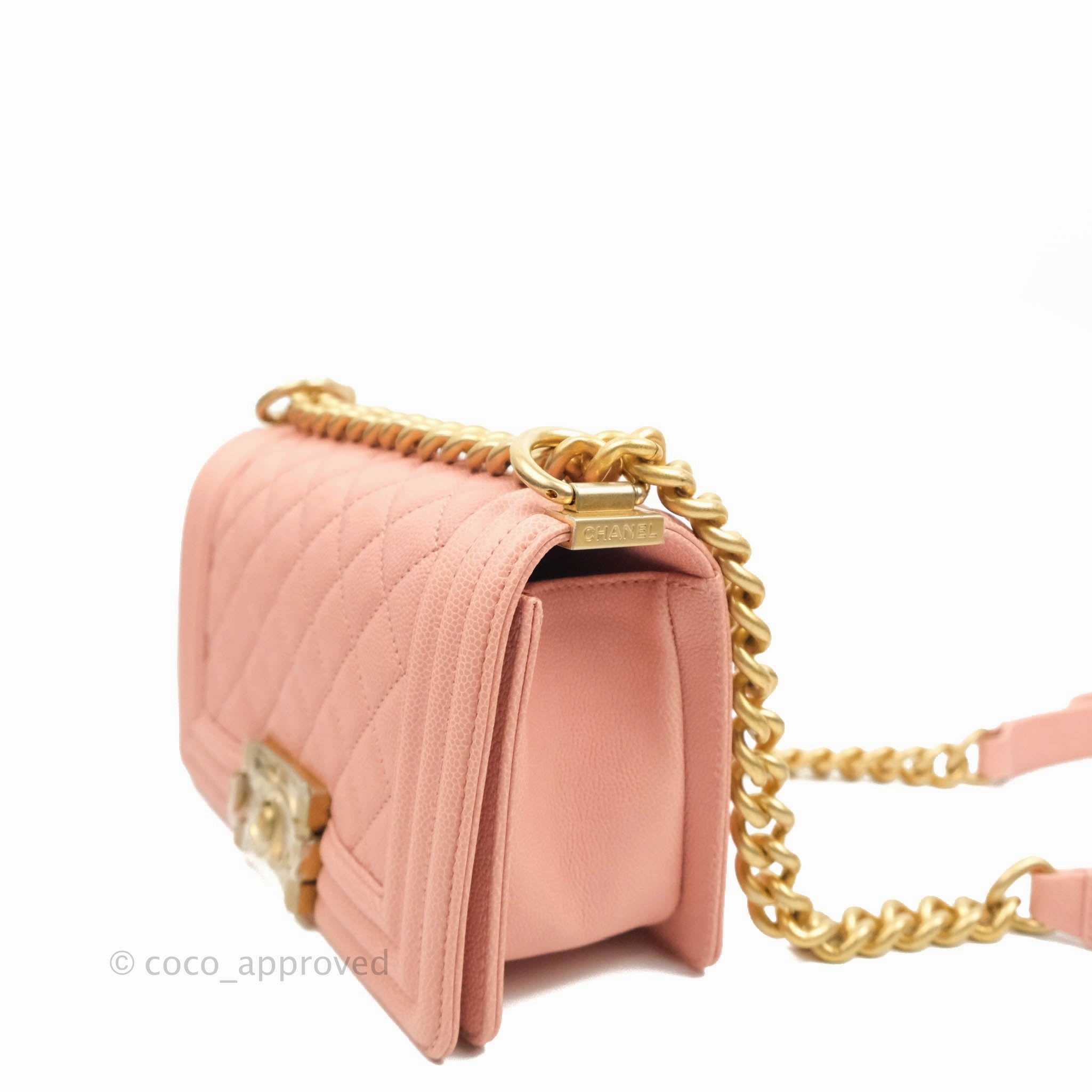 Chanel Boy Small Pink Caviar Gold Hardware