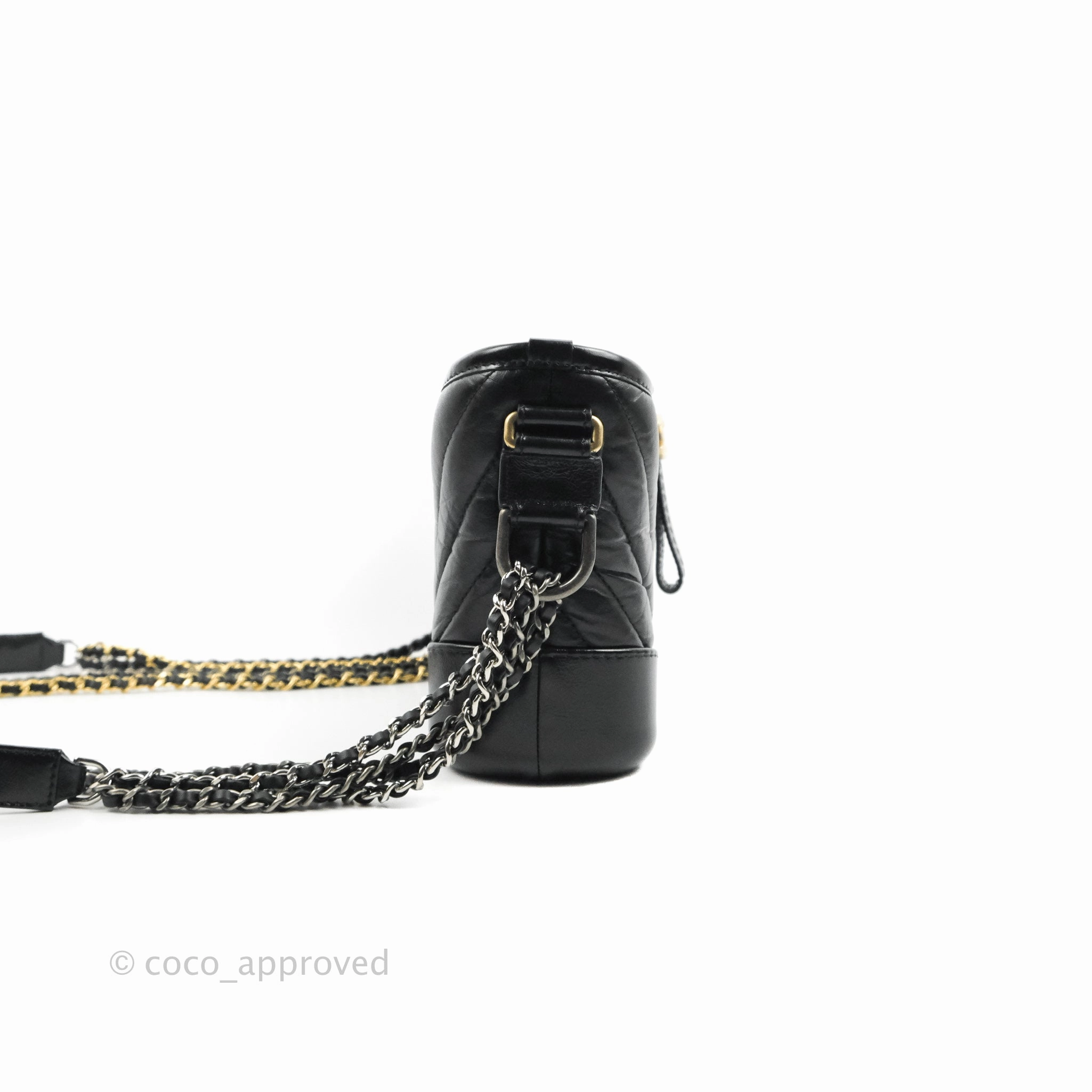 Chanel Calfskin Chevron Small Gabrielle Hobo Black Mixed Hardware
