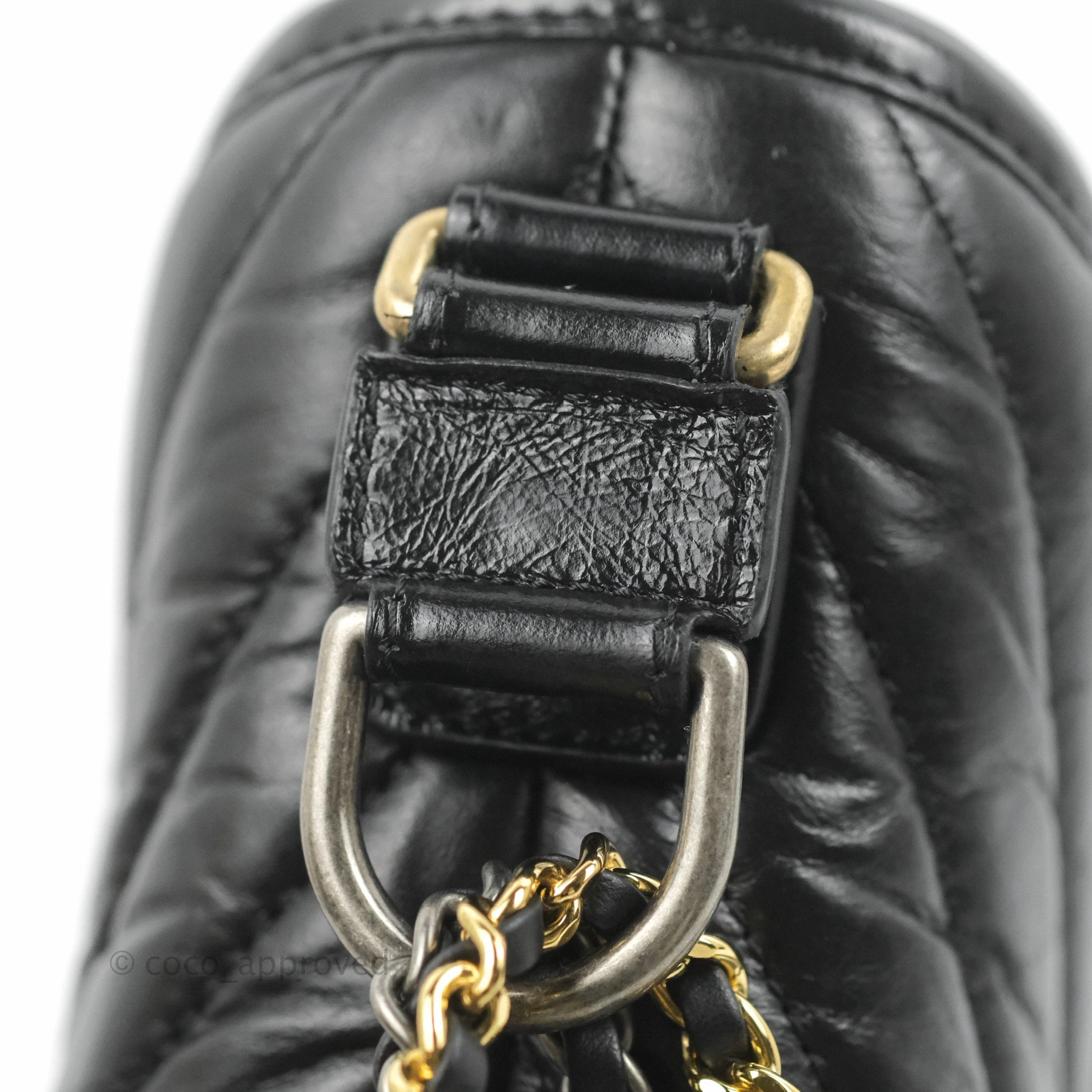 Chanel Calfskin Chevron Small Gabrielle Hobo Black Mixed Hardware
