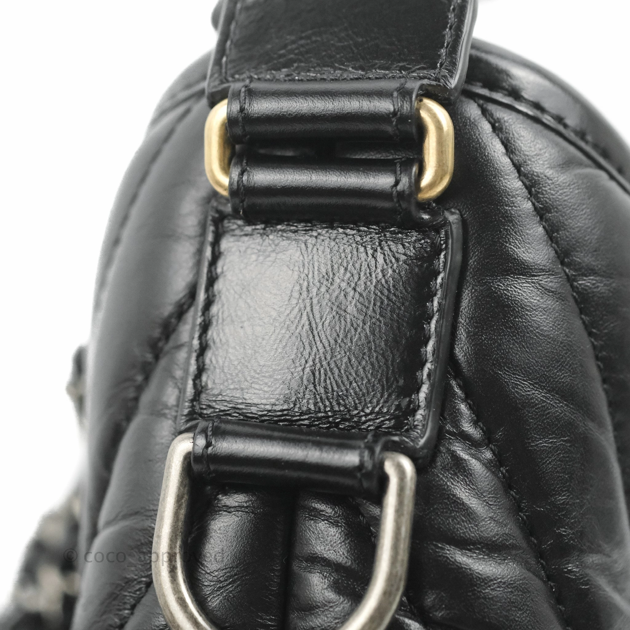 Chanel Calfskin Chevron Small Gabrielle Hobo Black Mixed Hardware