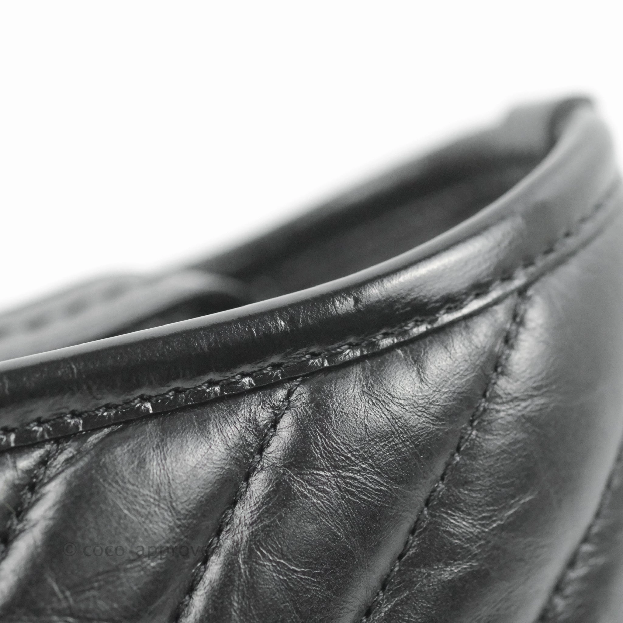 Chanel Calfskin Chevron Small Gabrielle Hobo Black Mixed Hardware