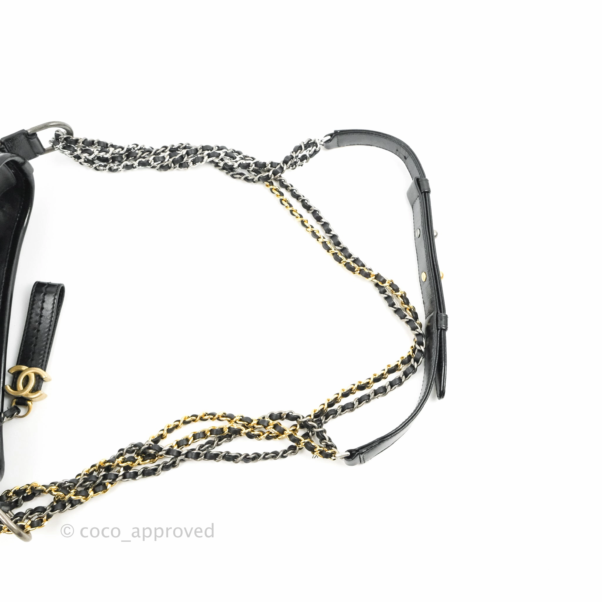 Chanel Calfskin Chevron Small Gabrielle Hobo Black Mixed Hardware