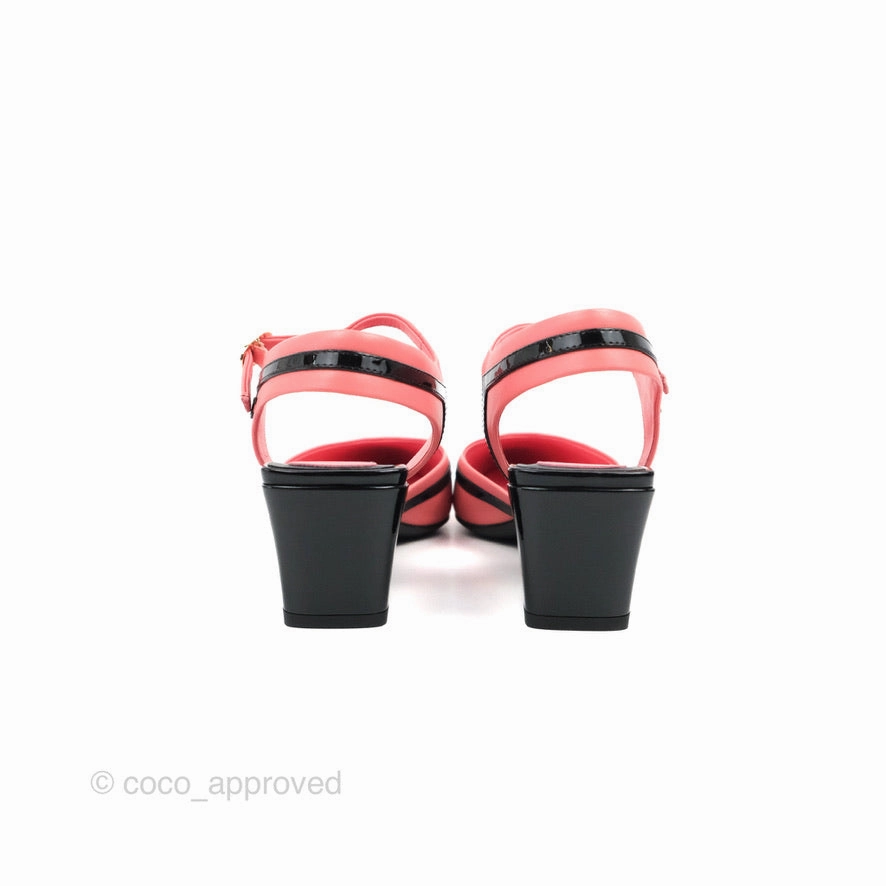 Chanel CC Slingback Heels Black Pink Size 37