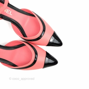 Chanel CC Slingback Heels Black Pink Size 37