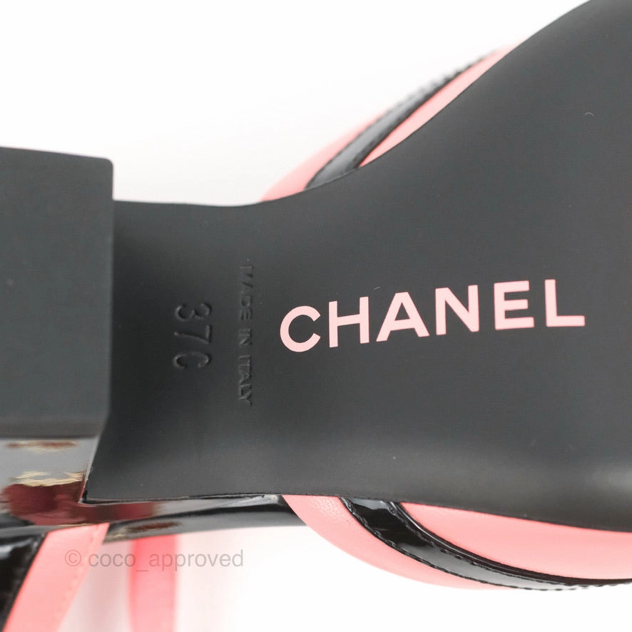 Chanel CC Slingback Heels Black Pink Size 37