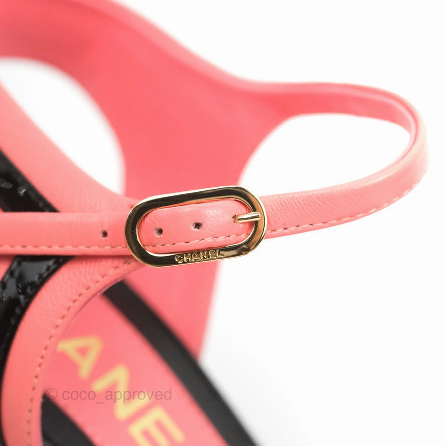 Chanel CC Slingback Heels Black Pink Size 37