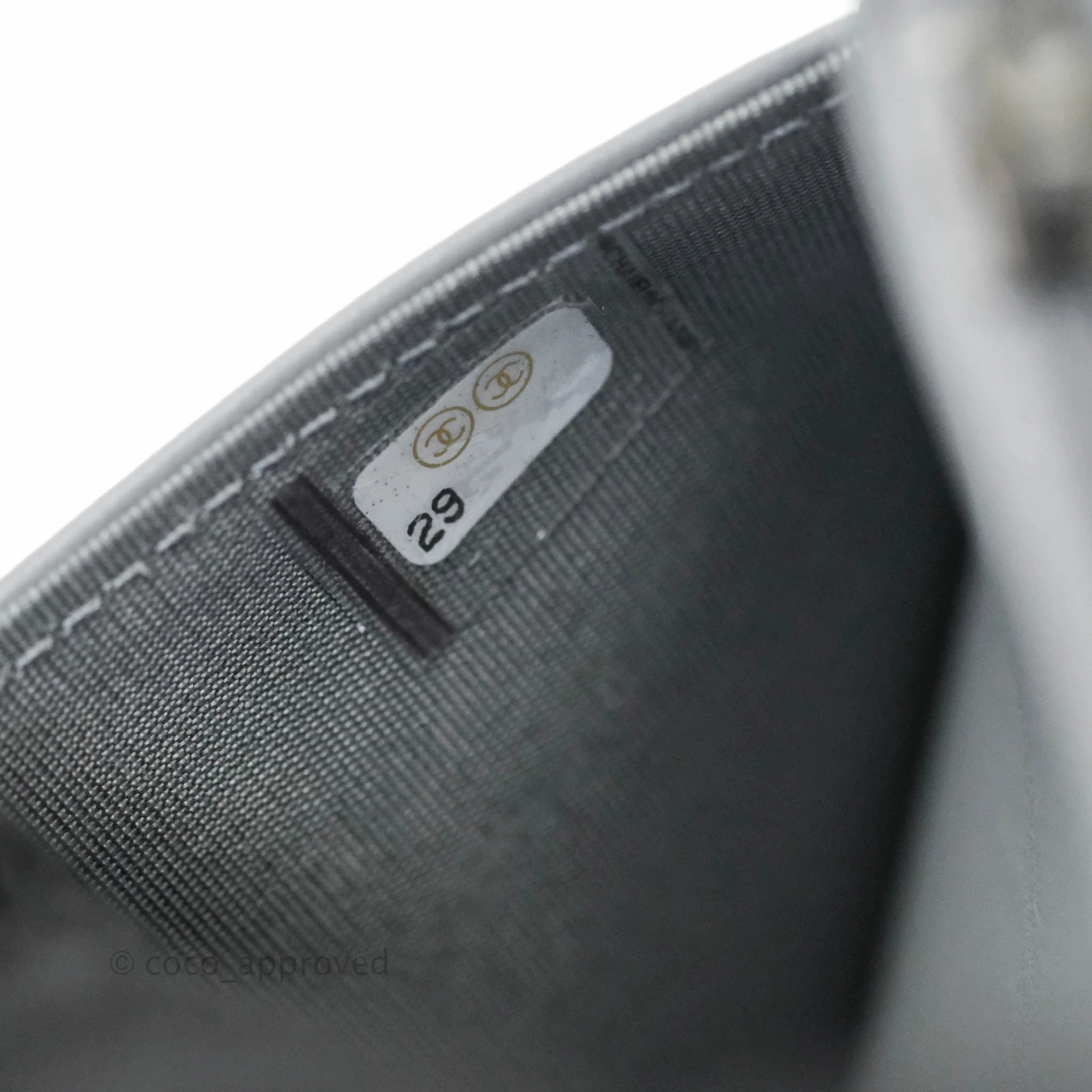 Chanel Chevron Boy Wallet on Chain WOC Grey Caviar Ruthenium Hardware