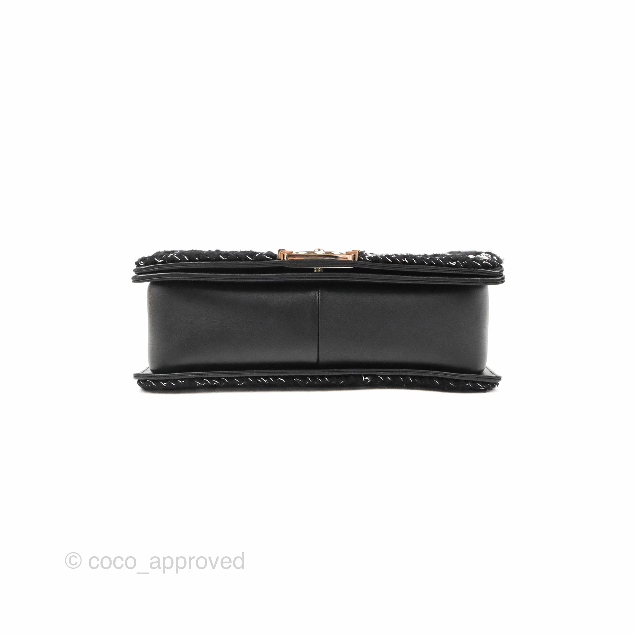 Chanel Chevron Braid Around Chain Boy Black Calfskin Silver Hardware