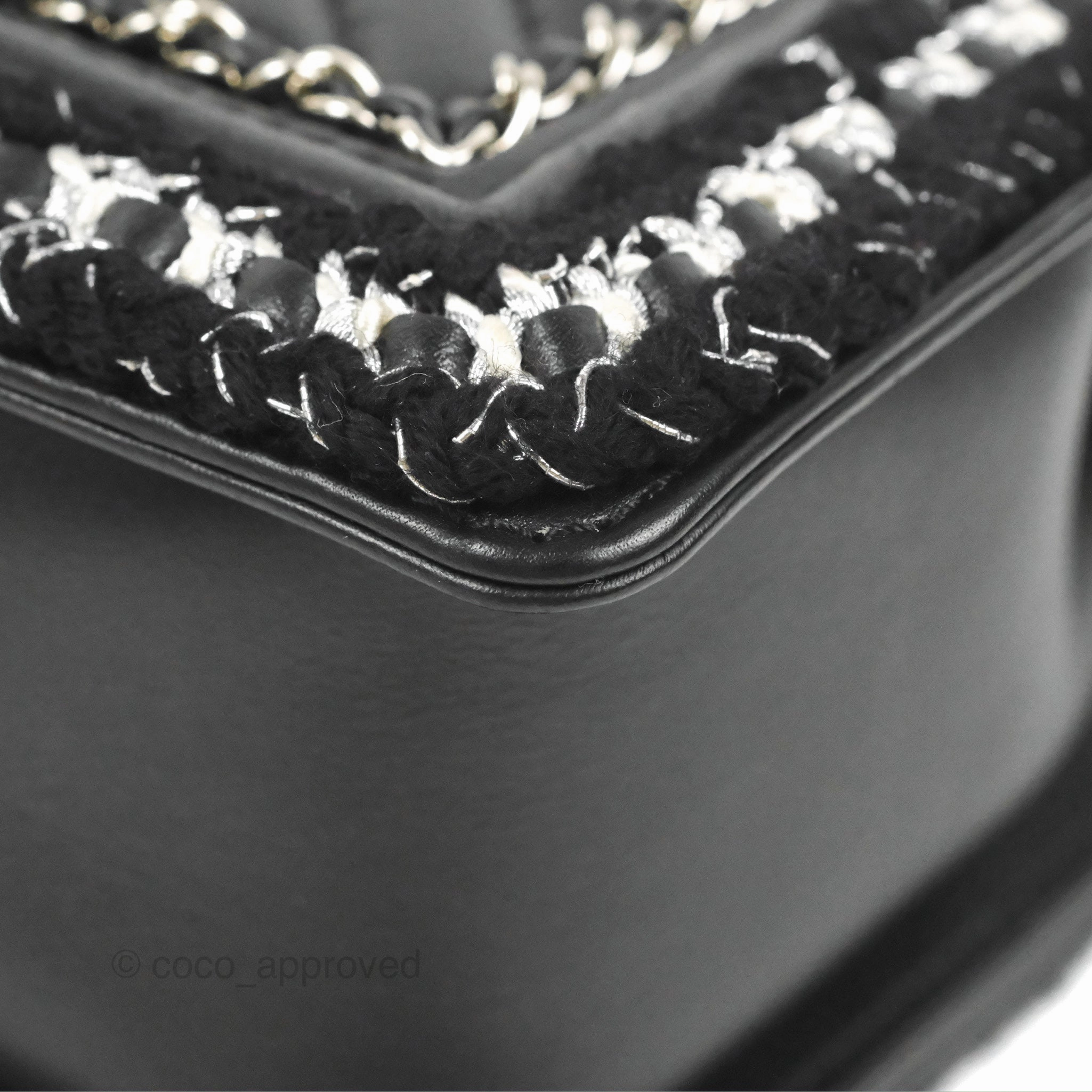 Chanel Chevron Braid Around Chain Boy Black Calfskin Silver Hardware