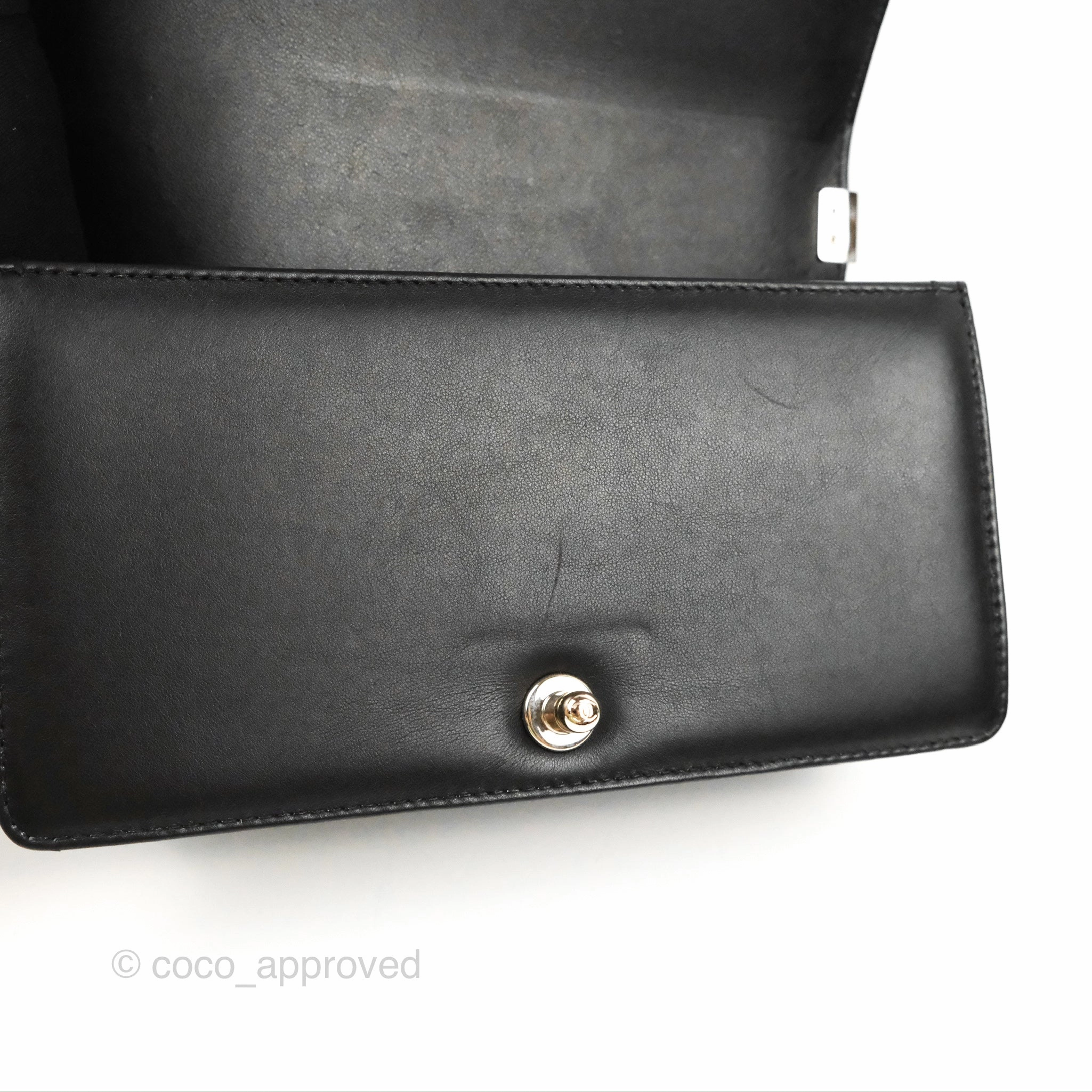 Chanel Chevron Braid Around Chain Boy Black Calfskin Silver Hardware