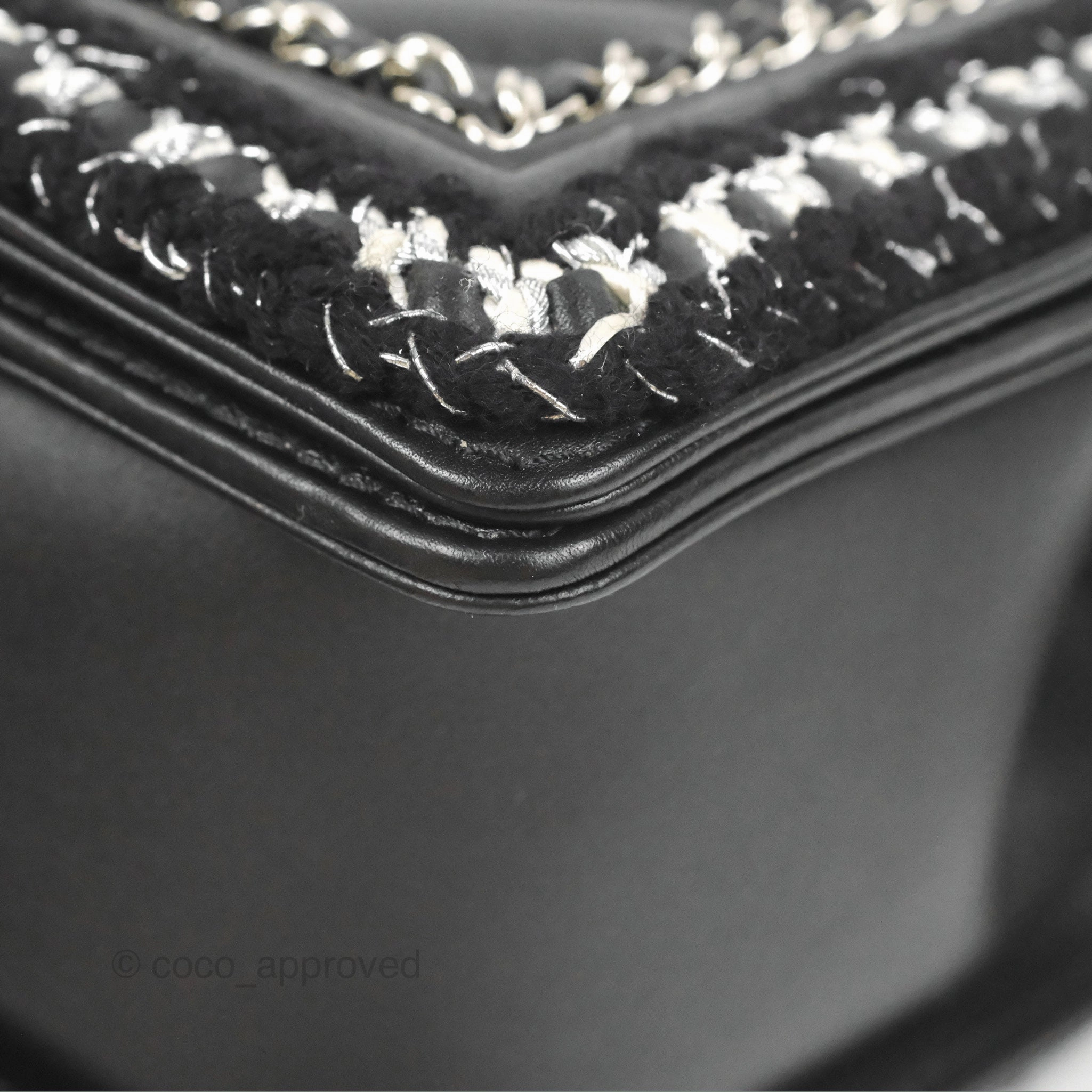 Chanel Chevron Braid Around Chain Boy Black Calfskin Silver Hardware