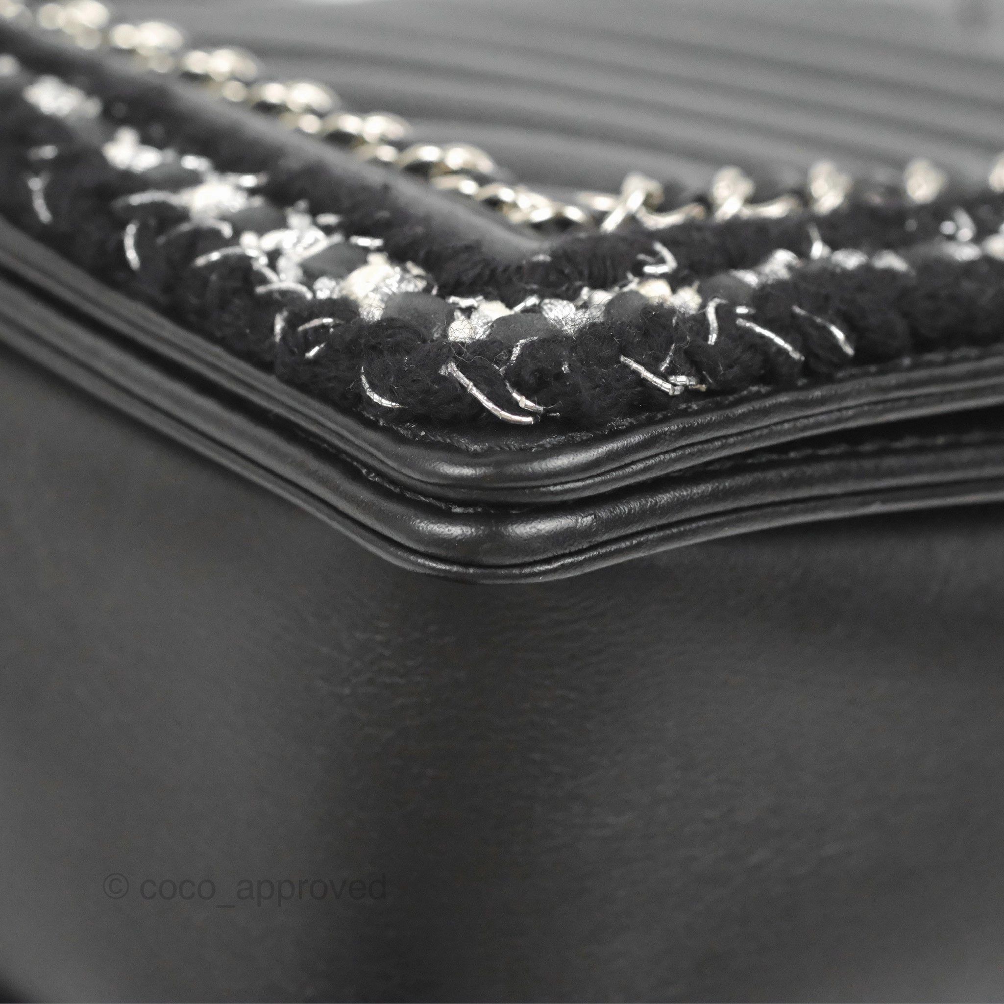 Chanel Chevron Braid Around Chain Boy Black Calfskin Silver Hardware