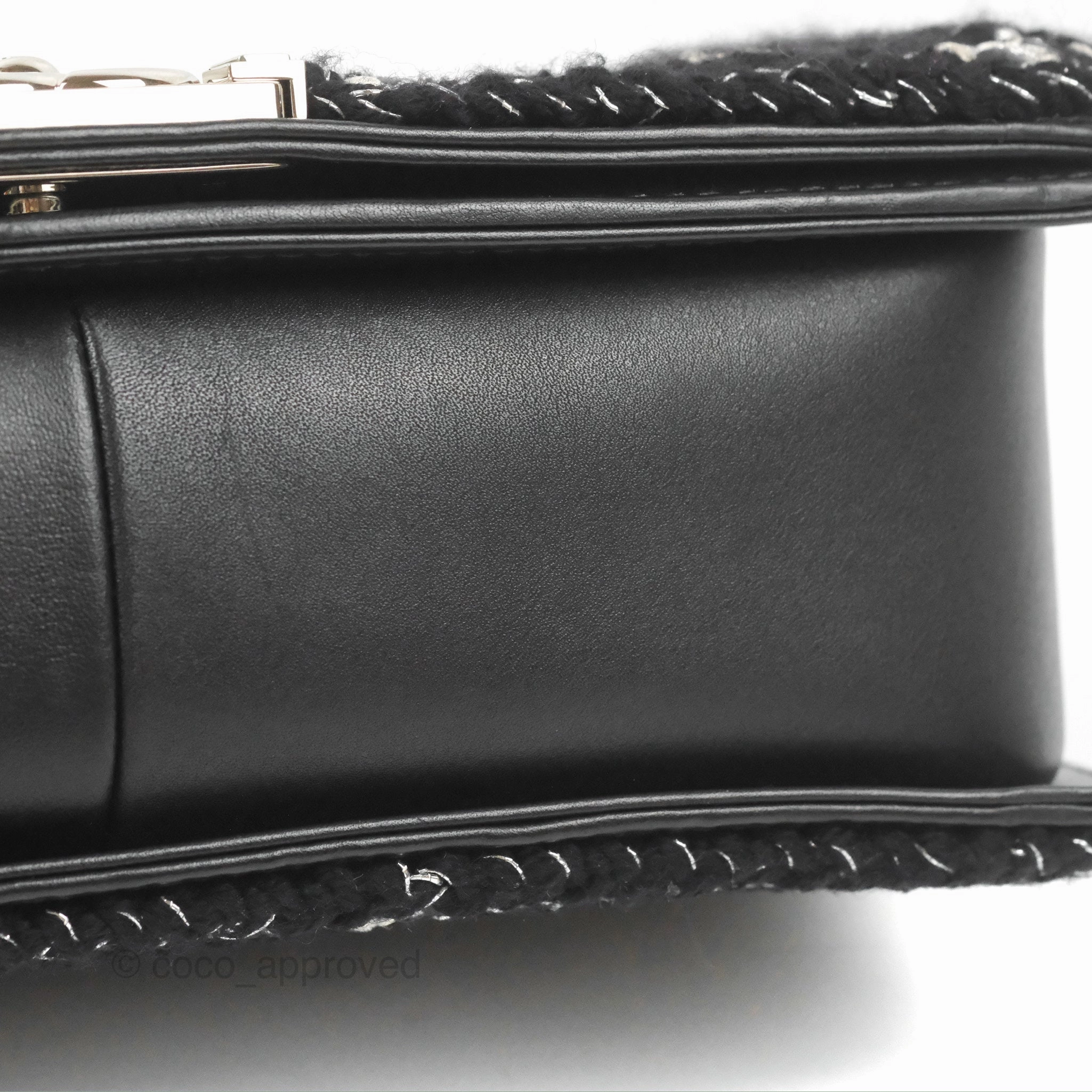 Chanel Chevron Braid Around Chain Boy Black Calfskin Silver Hardware