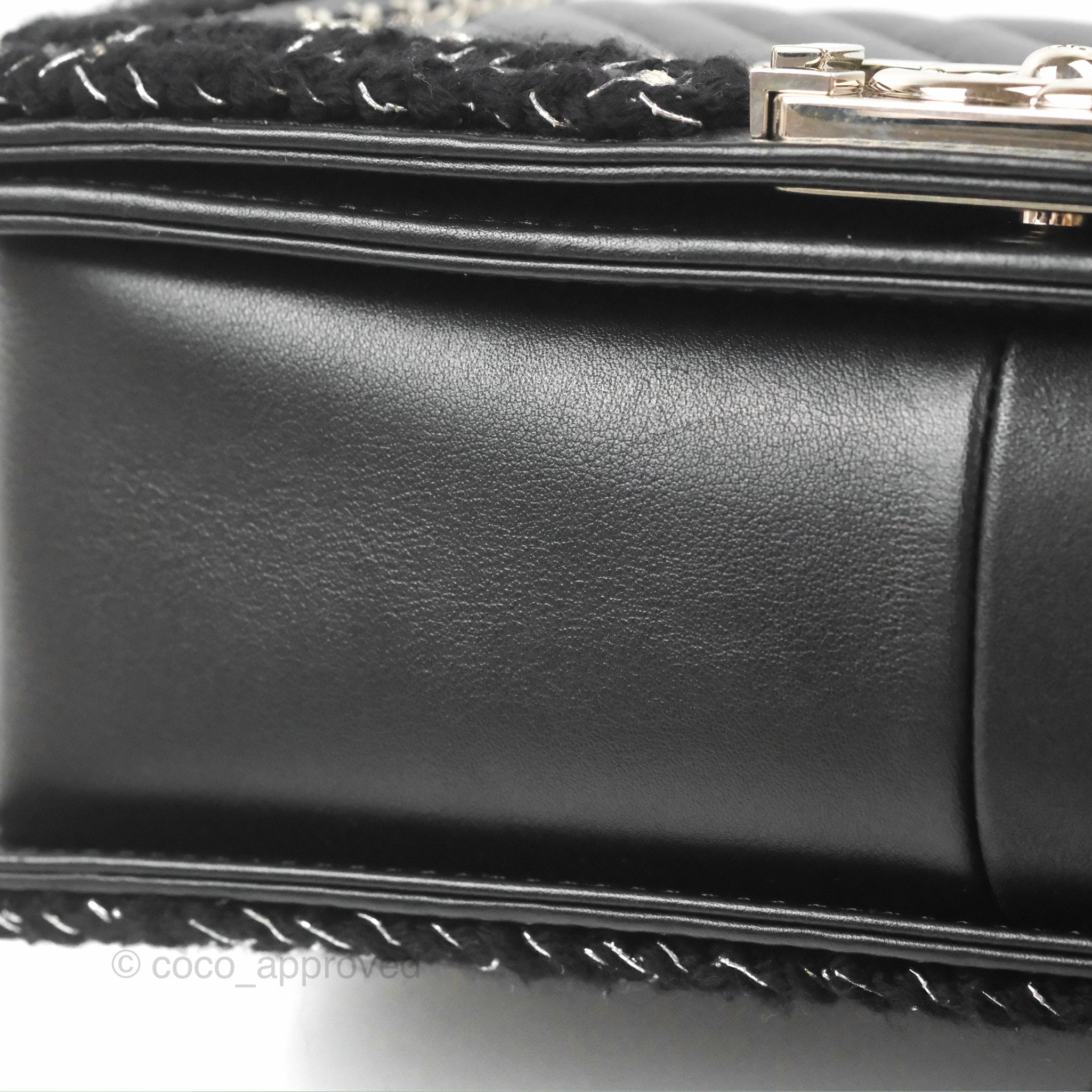 Chanel Chevron Braid Around Chain Boy Black Calfskin Silver Hardware