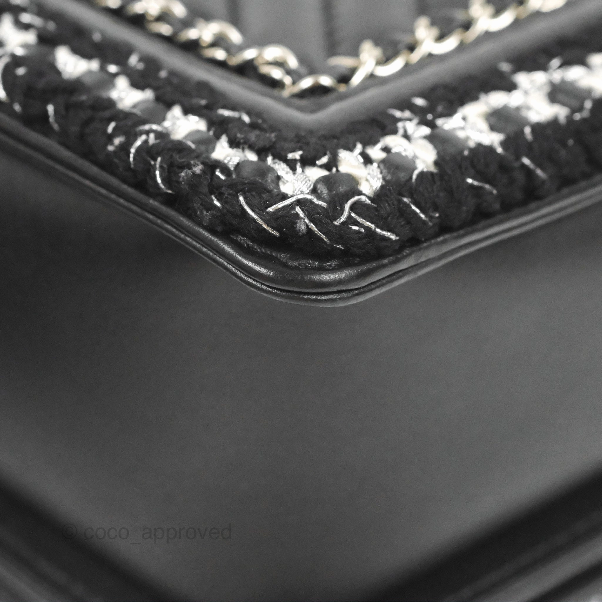 Chanel Chevron Braid Around Chain Boy Black Calfskin Silver Hardware
