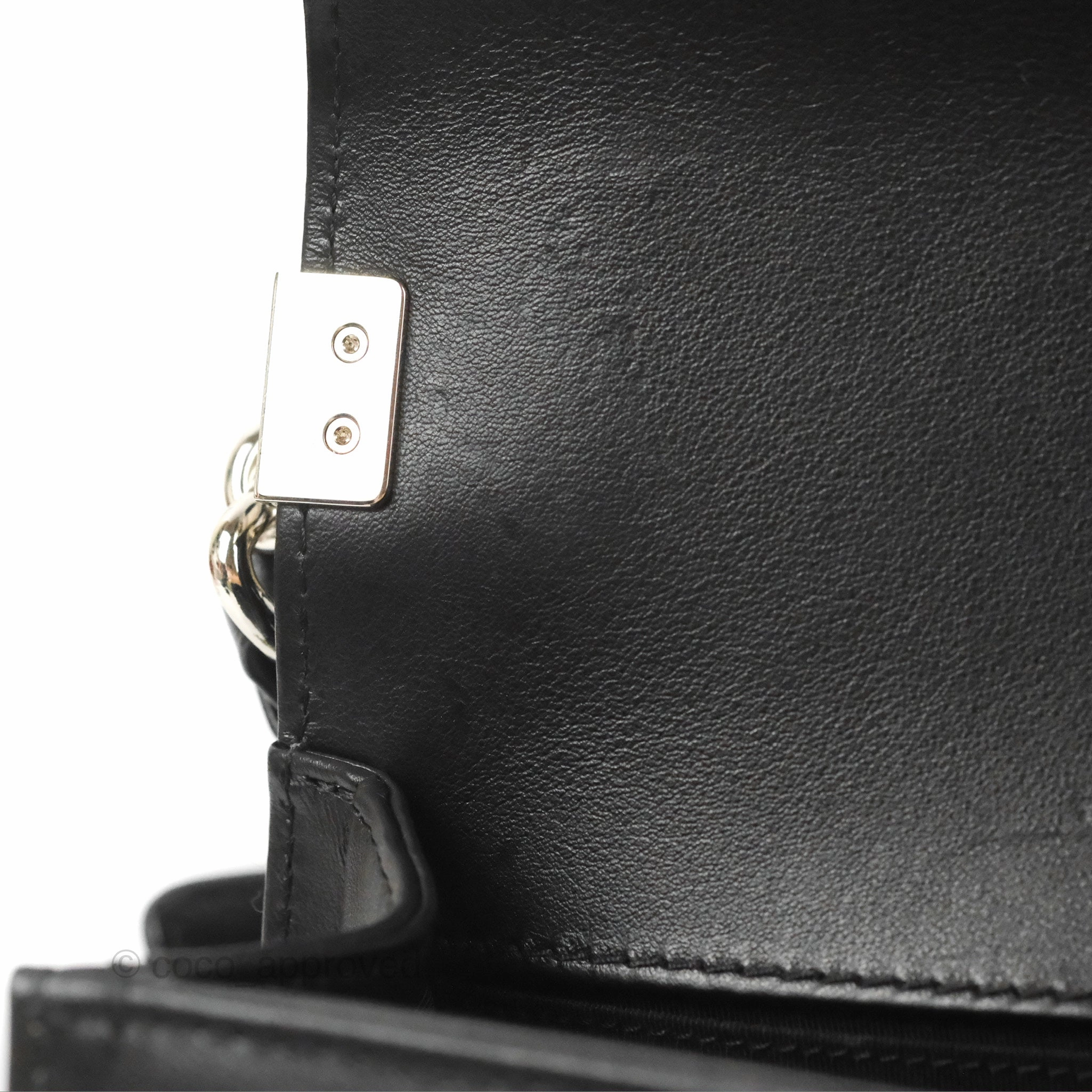 Chanel Chevron Braid Around Chain Boy Black Calfskin Silver Hardware