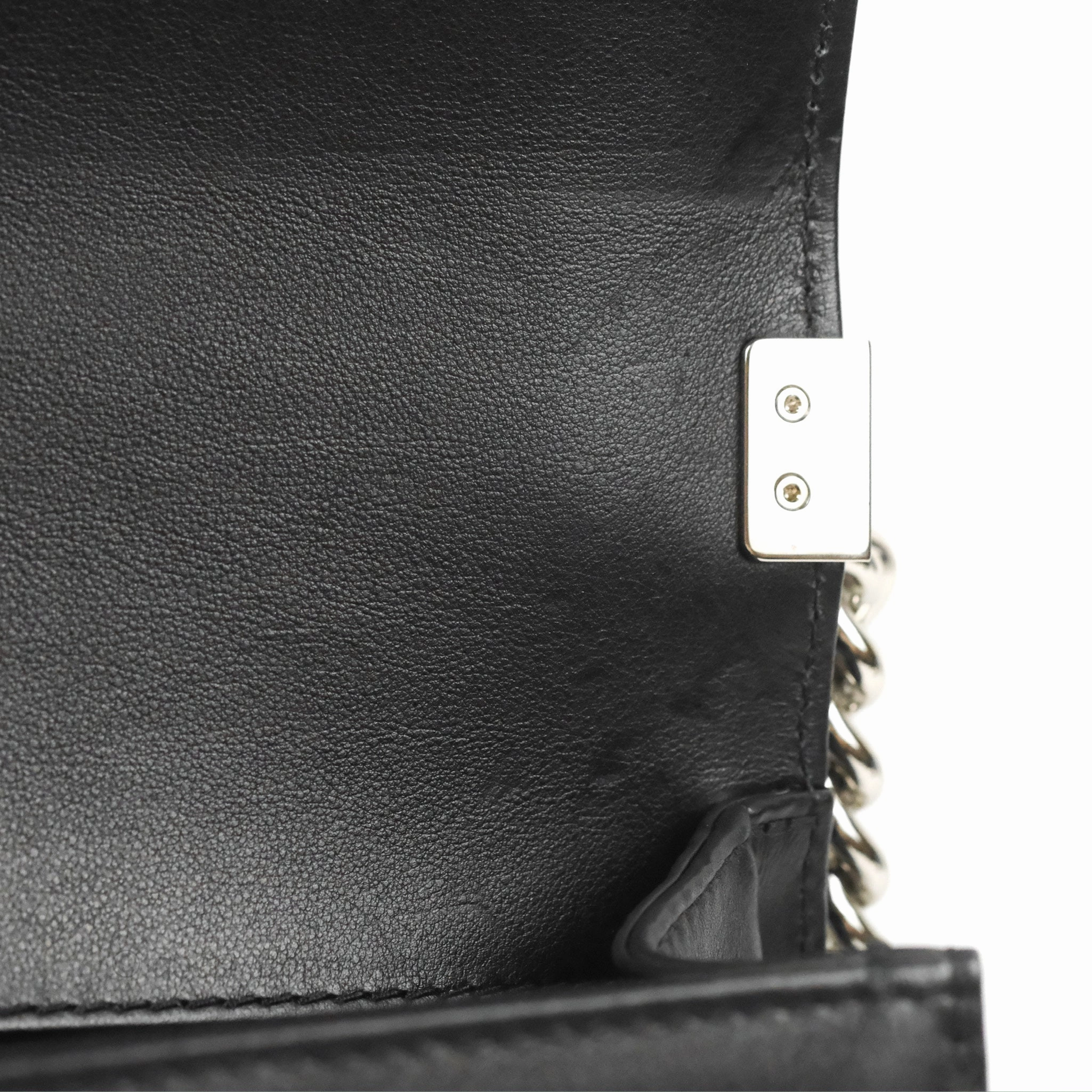 Chanel Chevron Braid Around Chain Boy Black Calfskin Silver Hardware