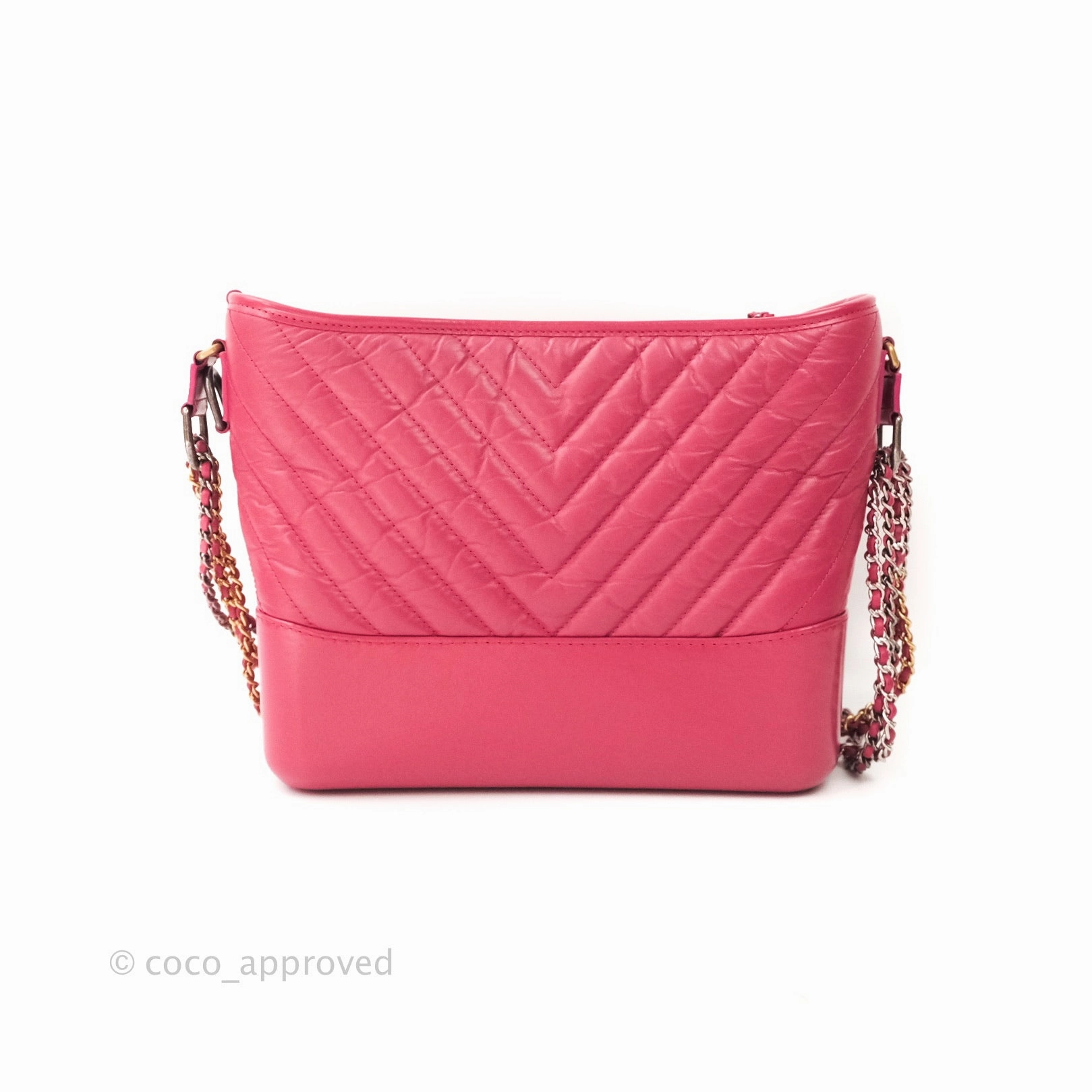 Chanel Chevron Medium Gabrielle Hobo Pink Aged Calfskin Mixed Hardware