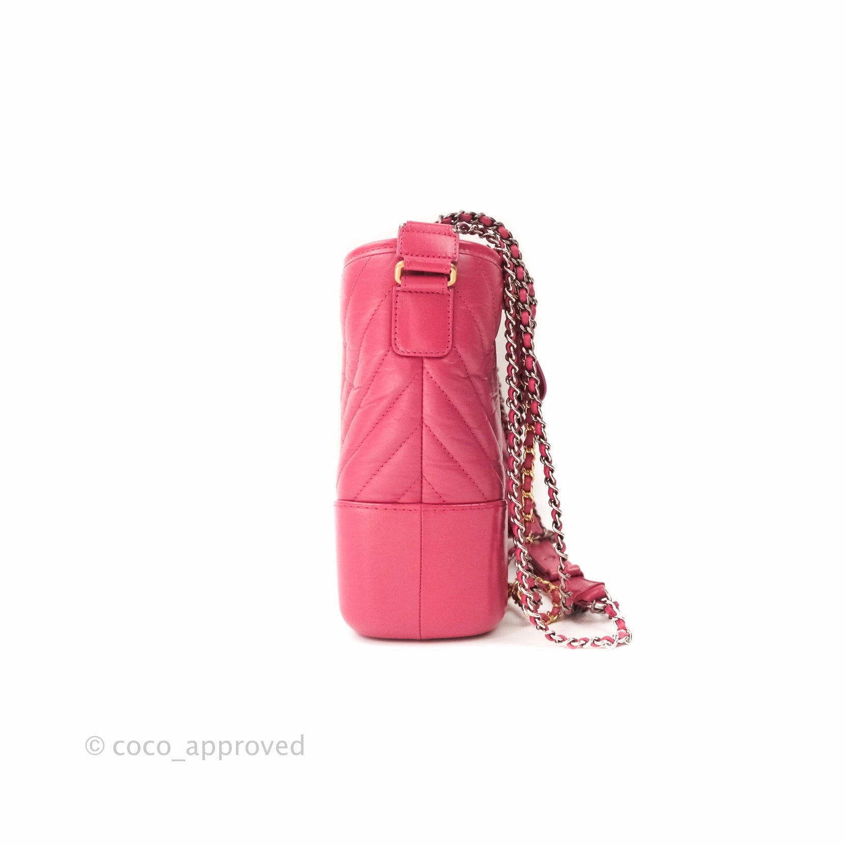 Chanel Chevron Medium Gabrielle Hobo Pink Aged Calfskin Mixed Hardware