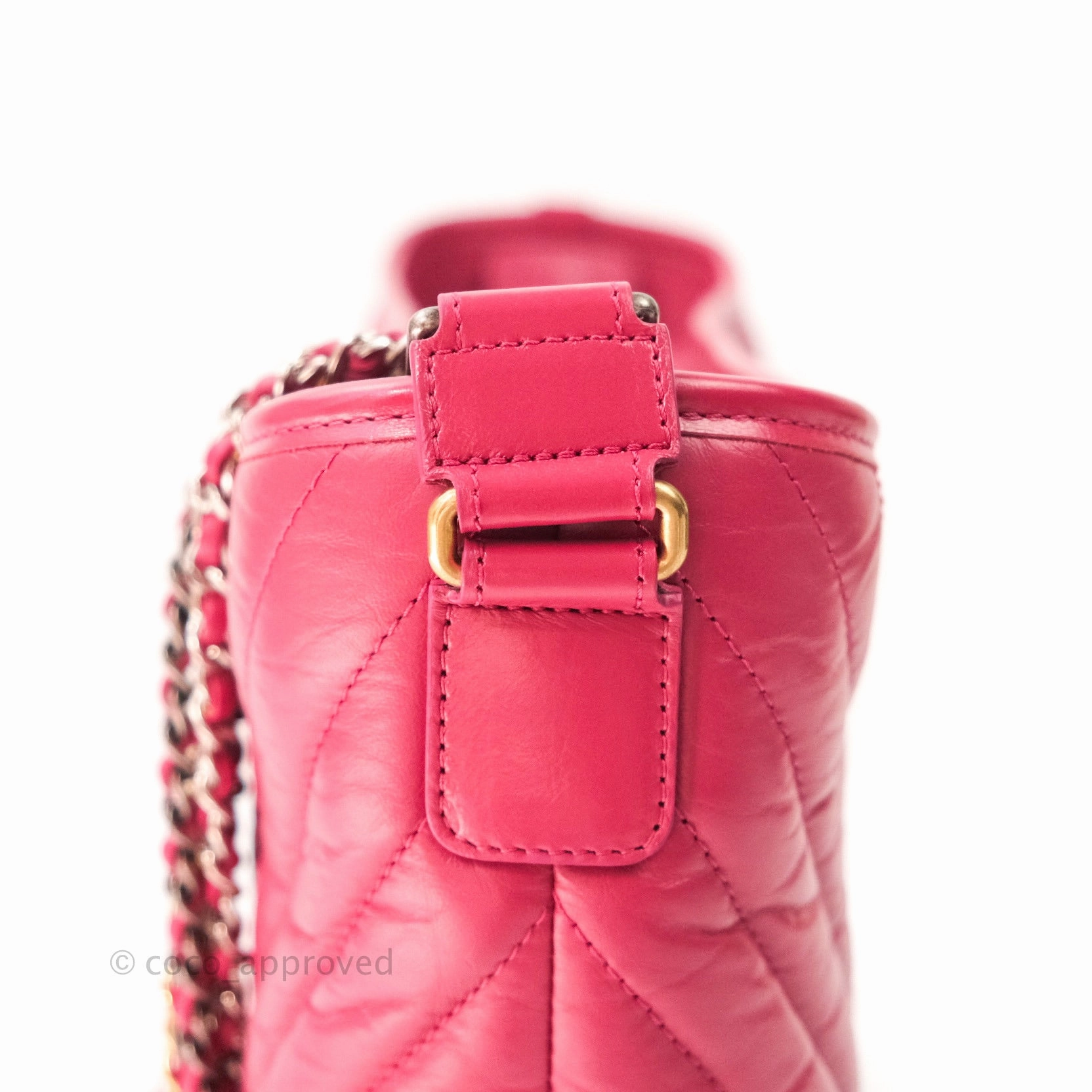Chanel Chevron Medium Gabrielle Hobo Pink Aged Calfskin Mixed Hardware