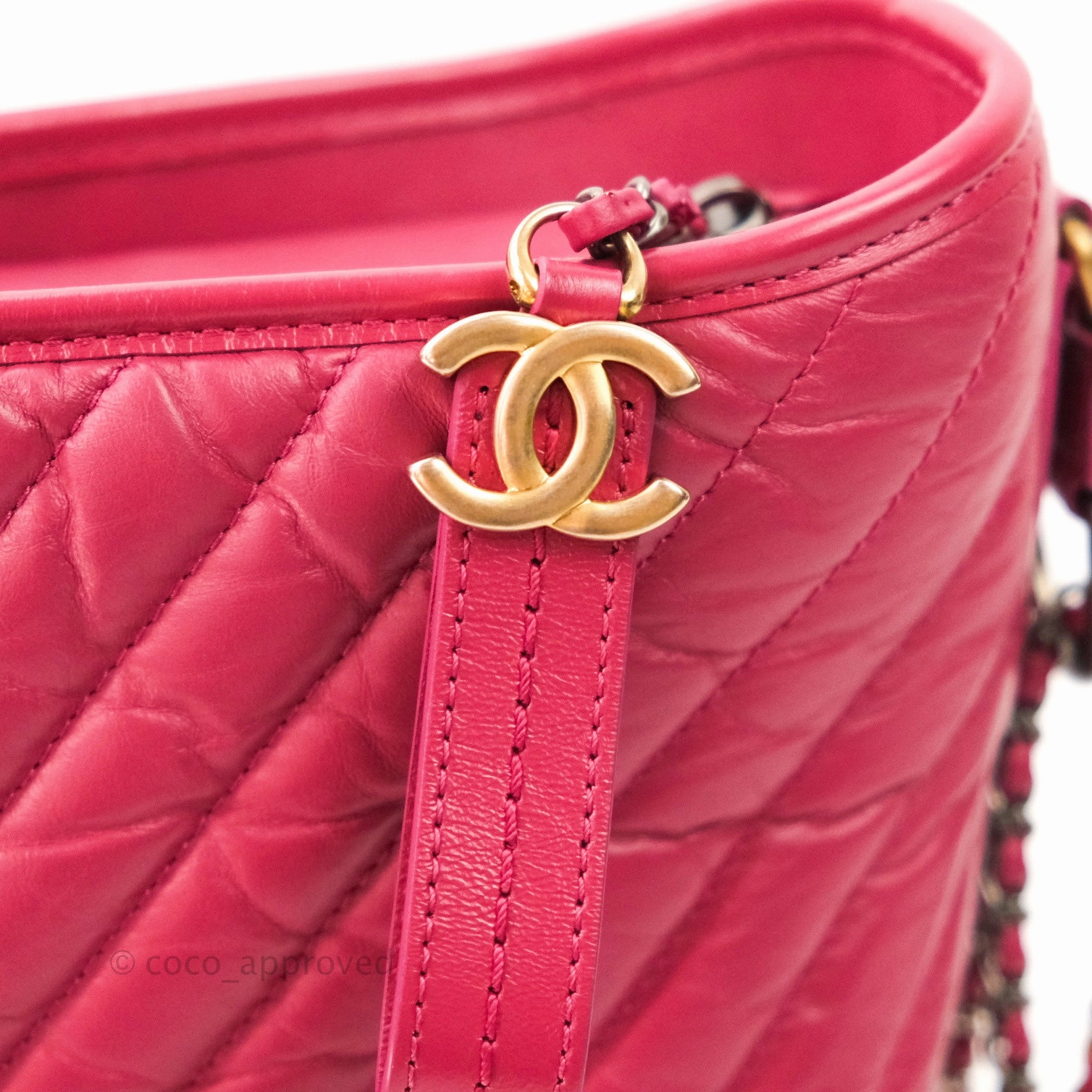 Chanel Chevron Medium Gabrielle Hobo Pink Aged Calfskin Mixed Hardware