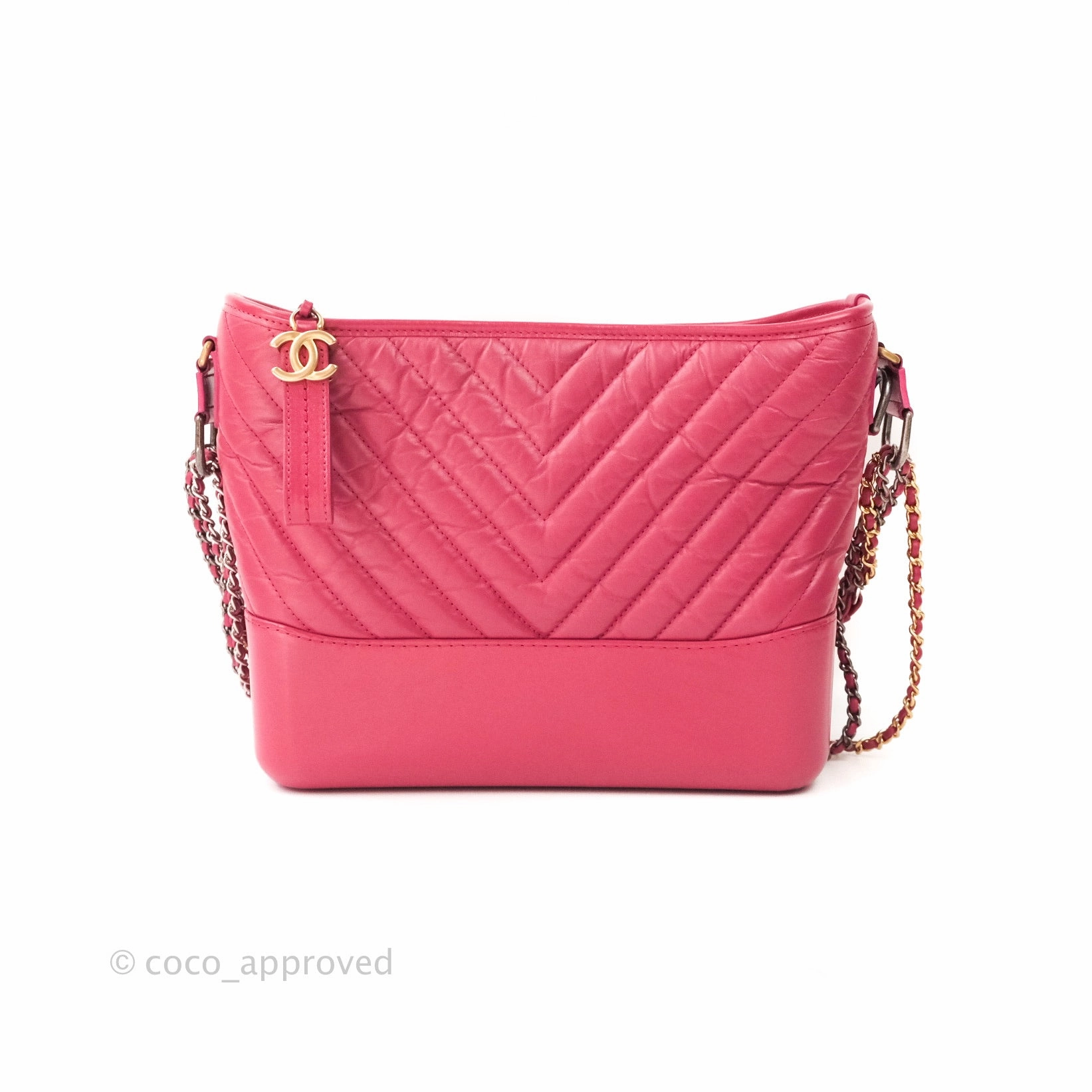 Chanel Chevron Medium Gabrielle Hobo Pink Aged Calfskin Mixed Hardware