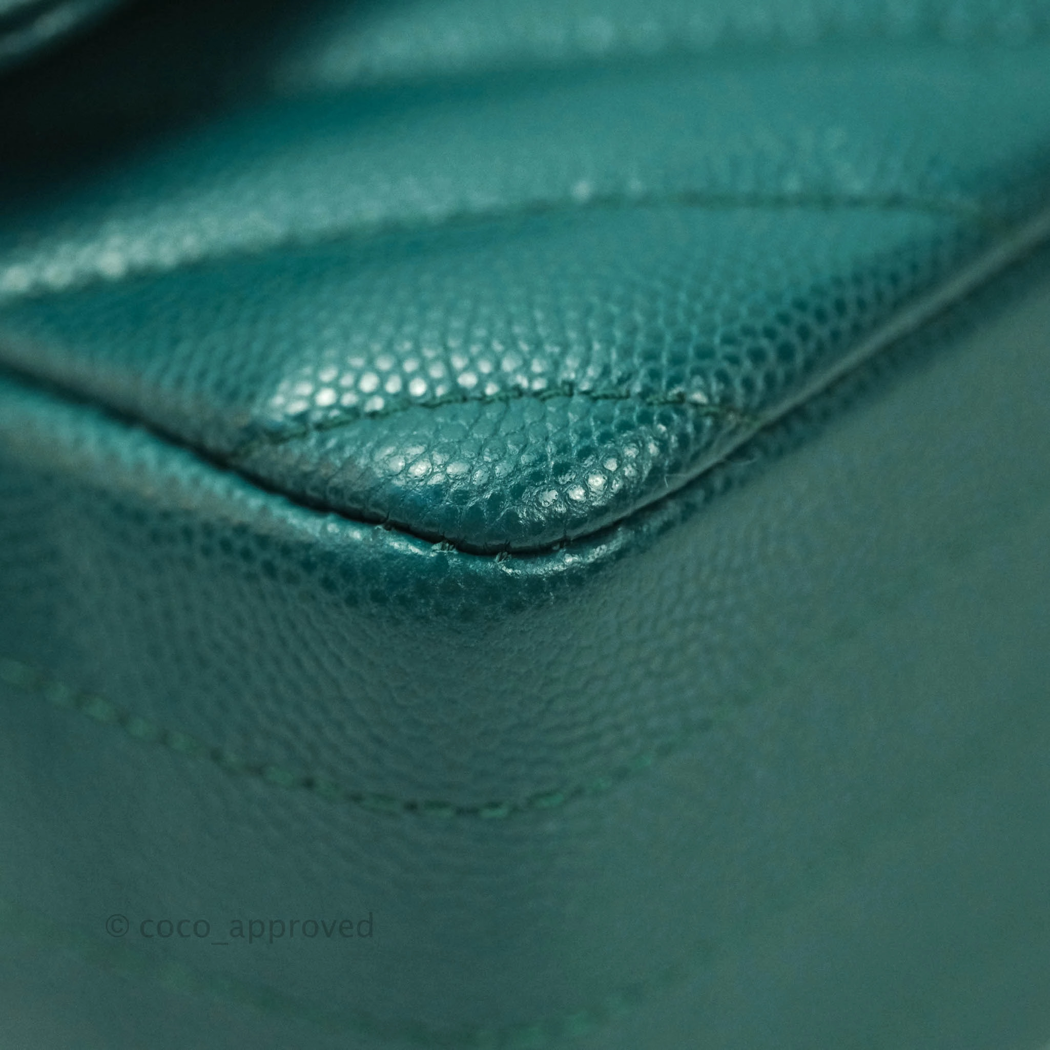 Chanel Chevron Mini Rectangular Caviar Flap Bag Dark Green Gold Hardware