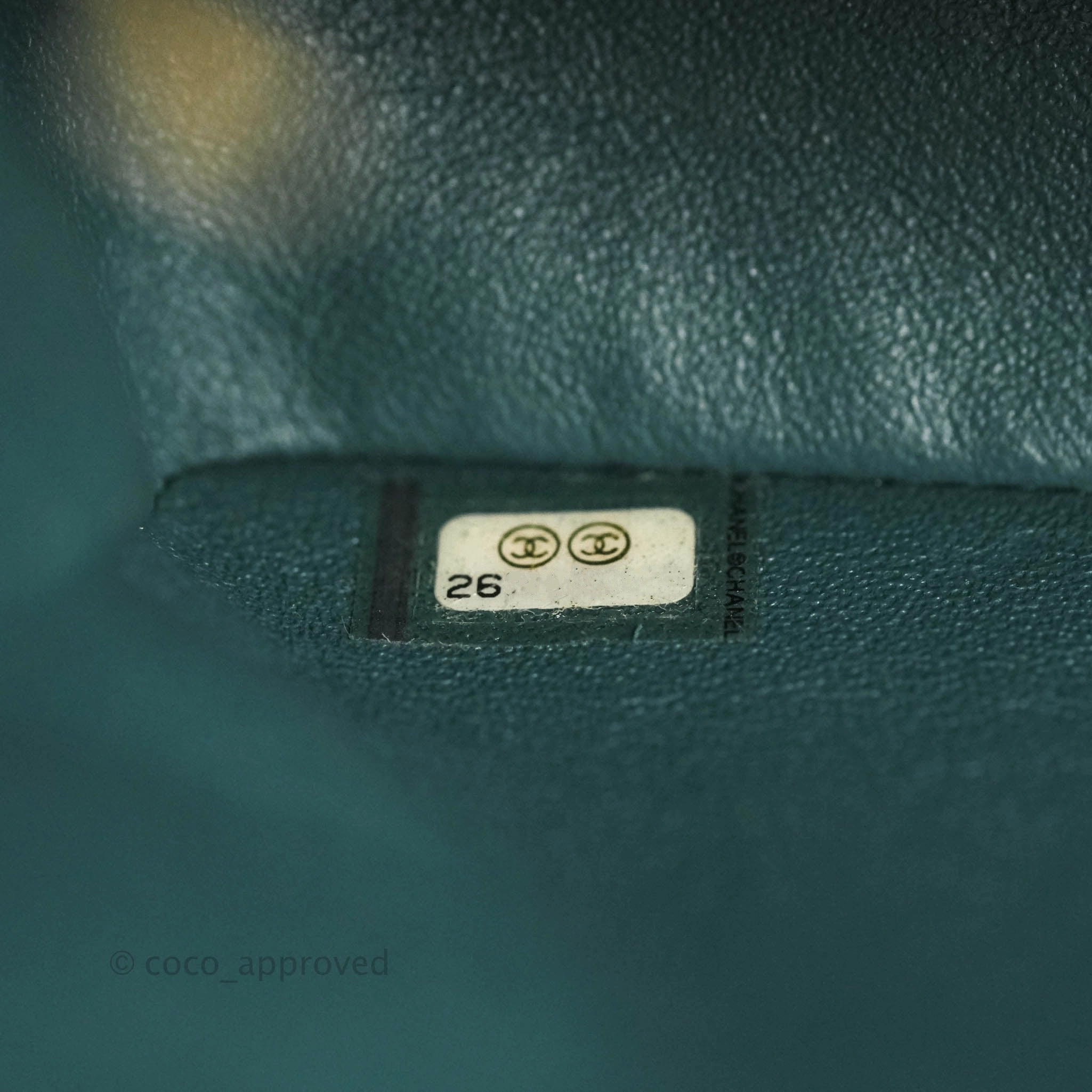 Chanel Chevron Mini Rectangular Caviar Flap Bag Dark Green Gold Hardware