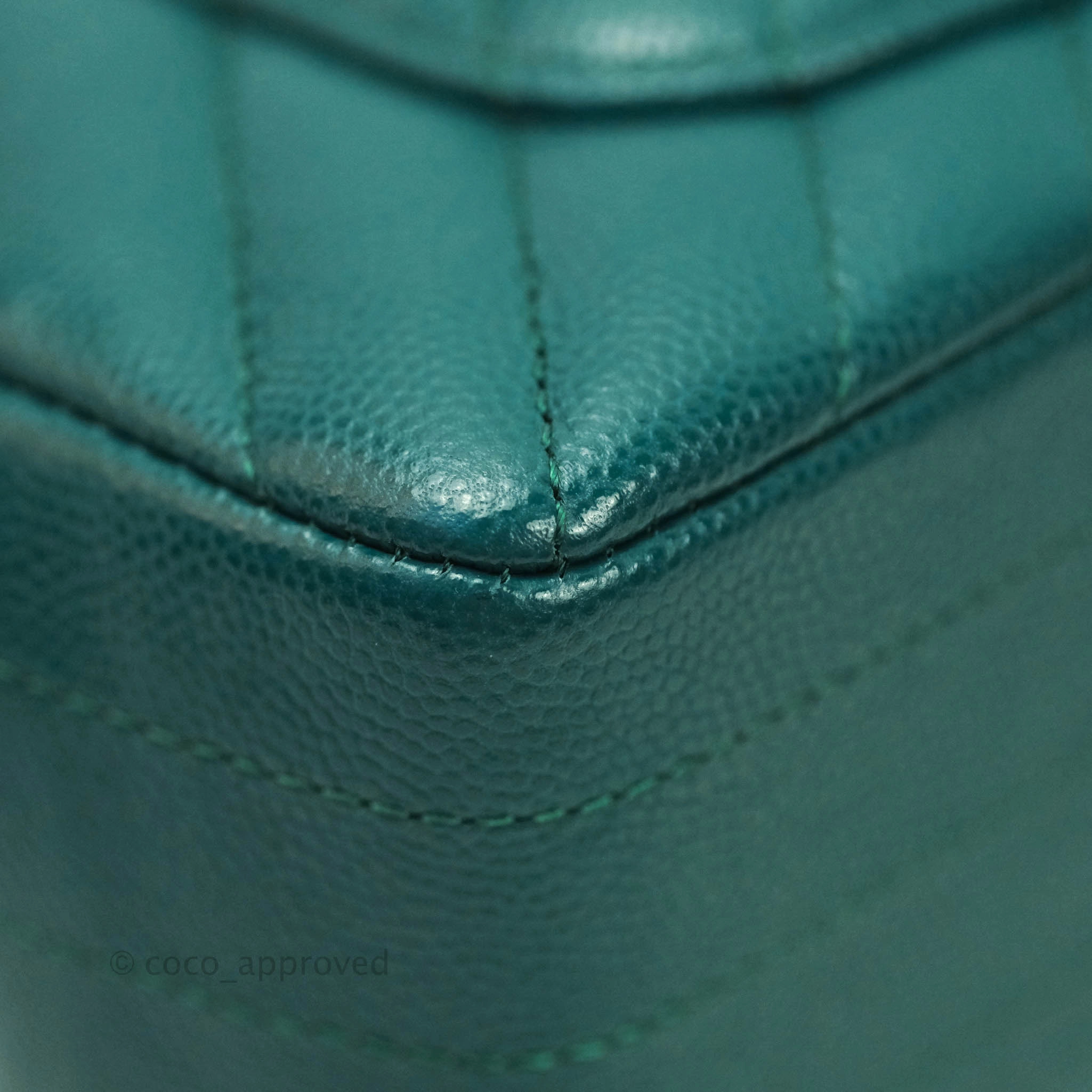 Chanel Chevron Mini Rectangular Caviar Flap Bag Dark Green Gold Hardware
