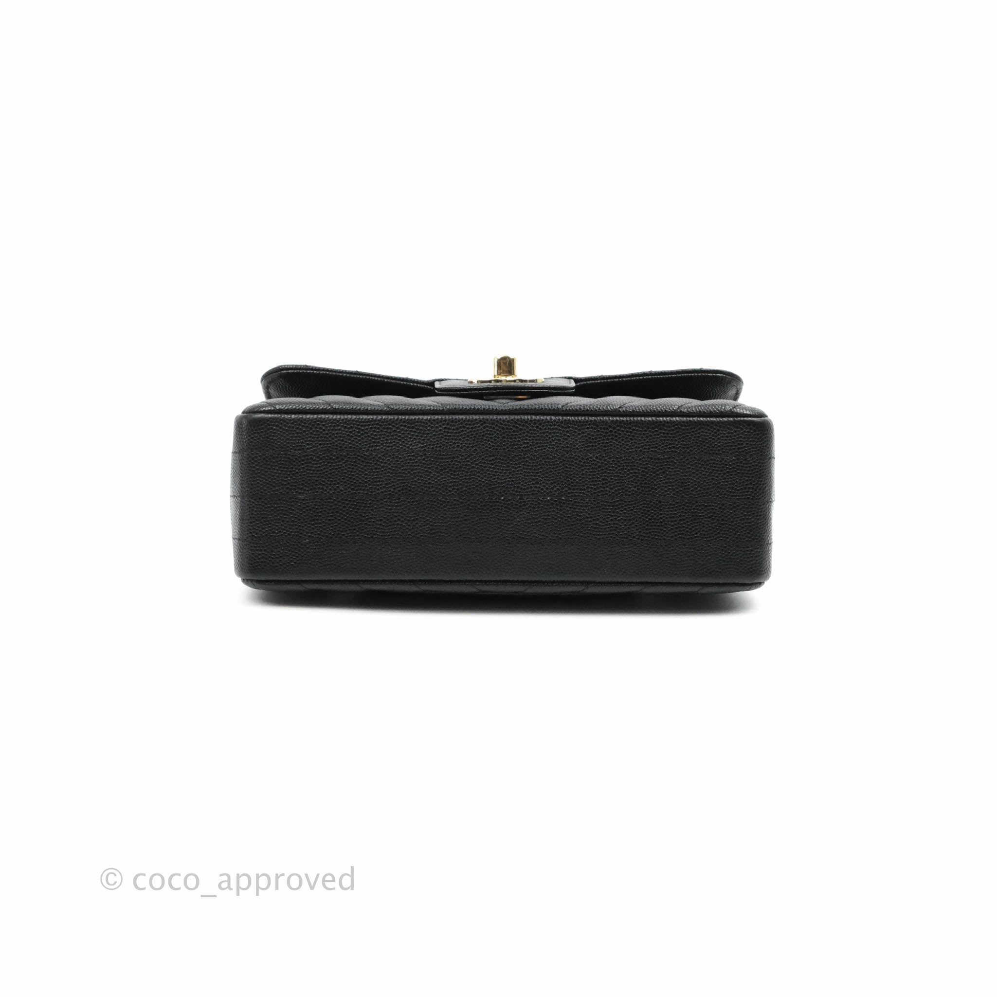 Chanel Chevron Mini Rectangular Flap Black Caviar Gold Hardware