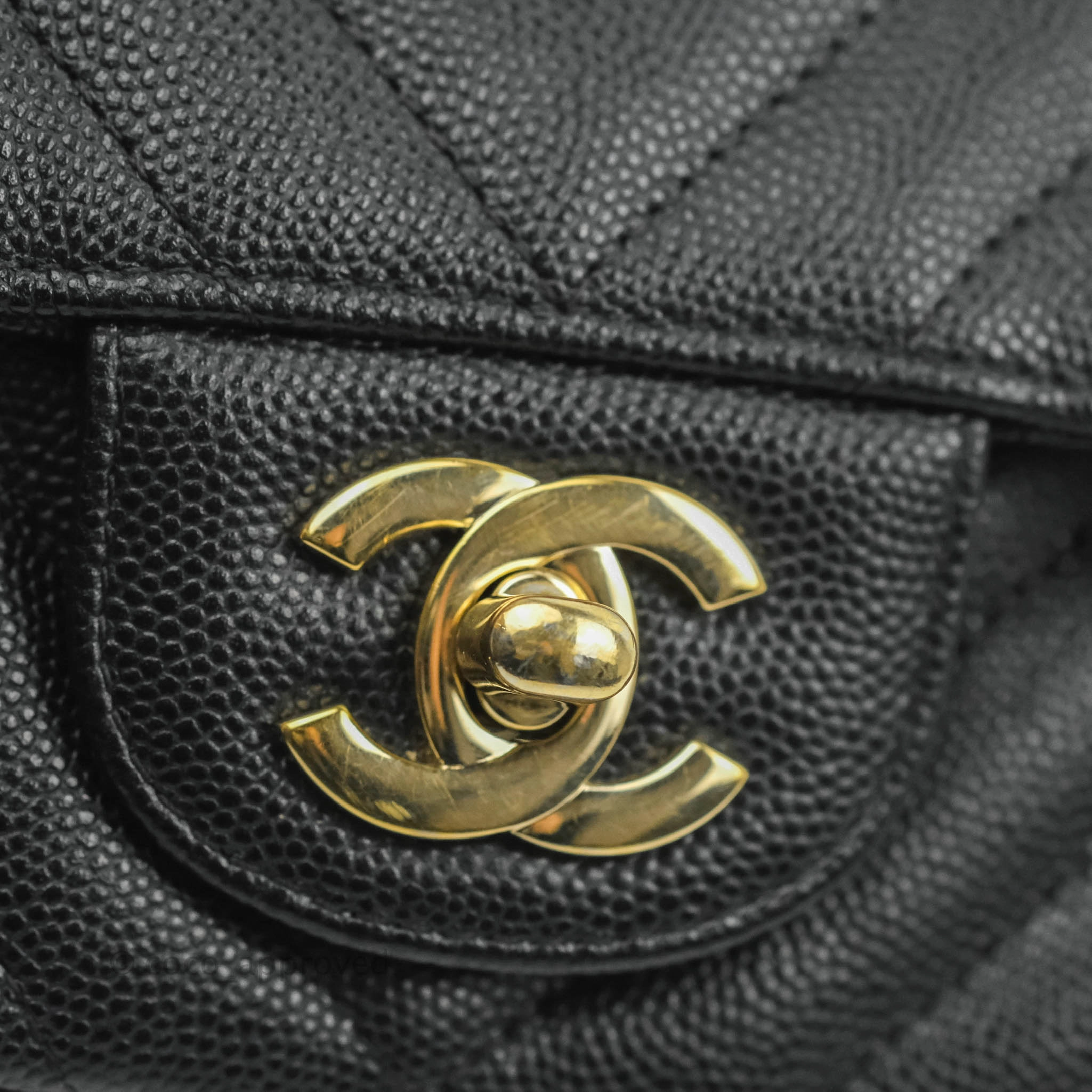 Chanel Chevron Mini Rectangular Flap Black Caviar Gold Hardware