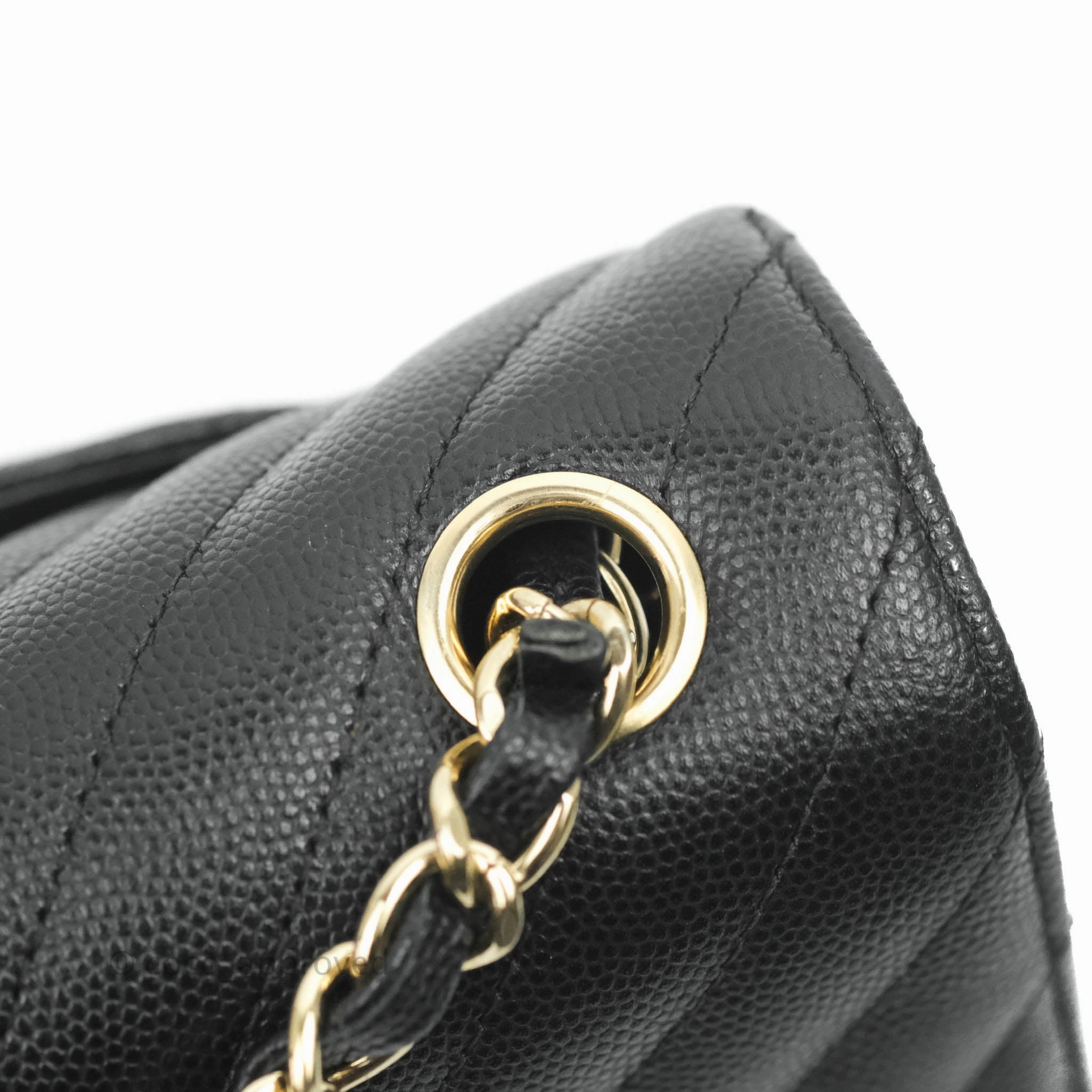 Chanel Chevron Mini Rectangular Flap Black Caviar Gold Hardware