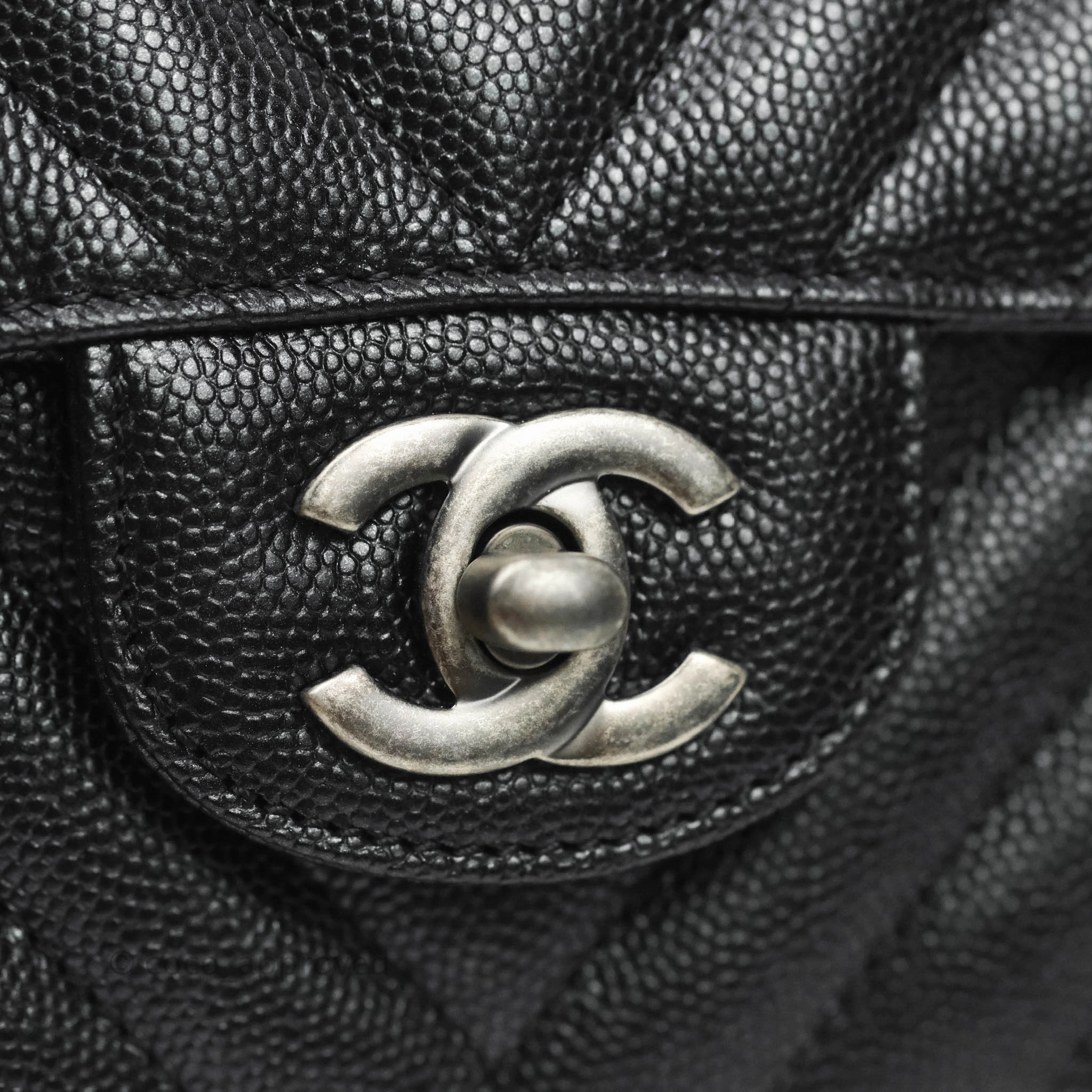 Chanel Chevron Mini Rectangular Flap Iridescent Black Caviar Ruthenium Hardware