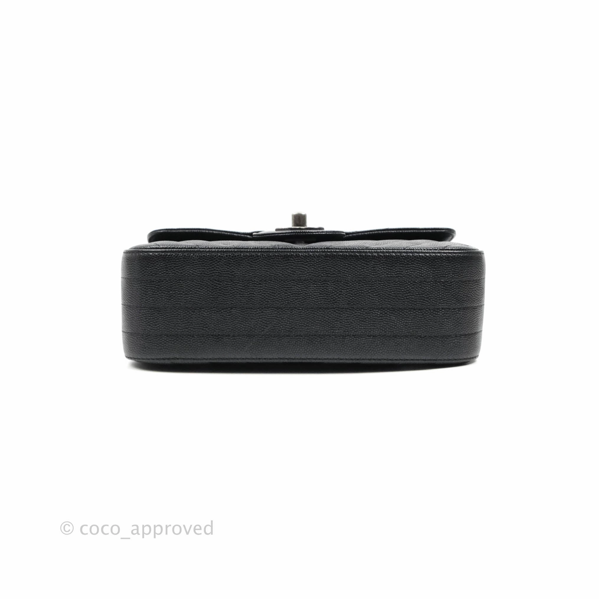 Chanel Chevron Mini Rectangular Flap Iridescent Black Caviar Ruthenium Hardware 17B