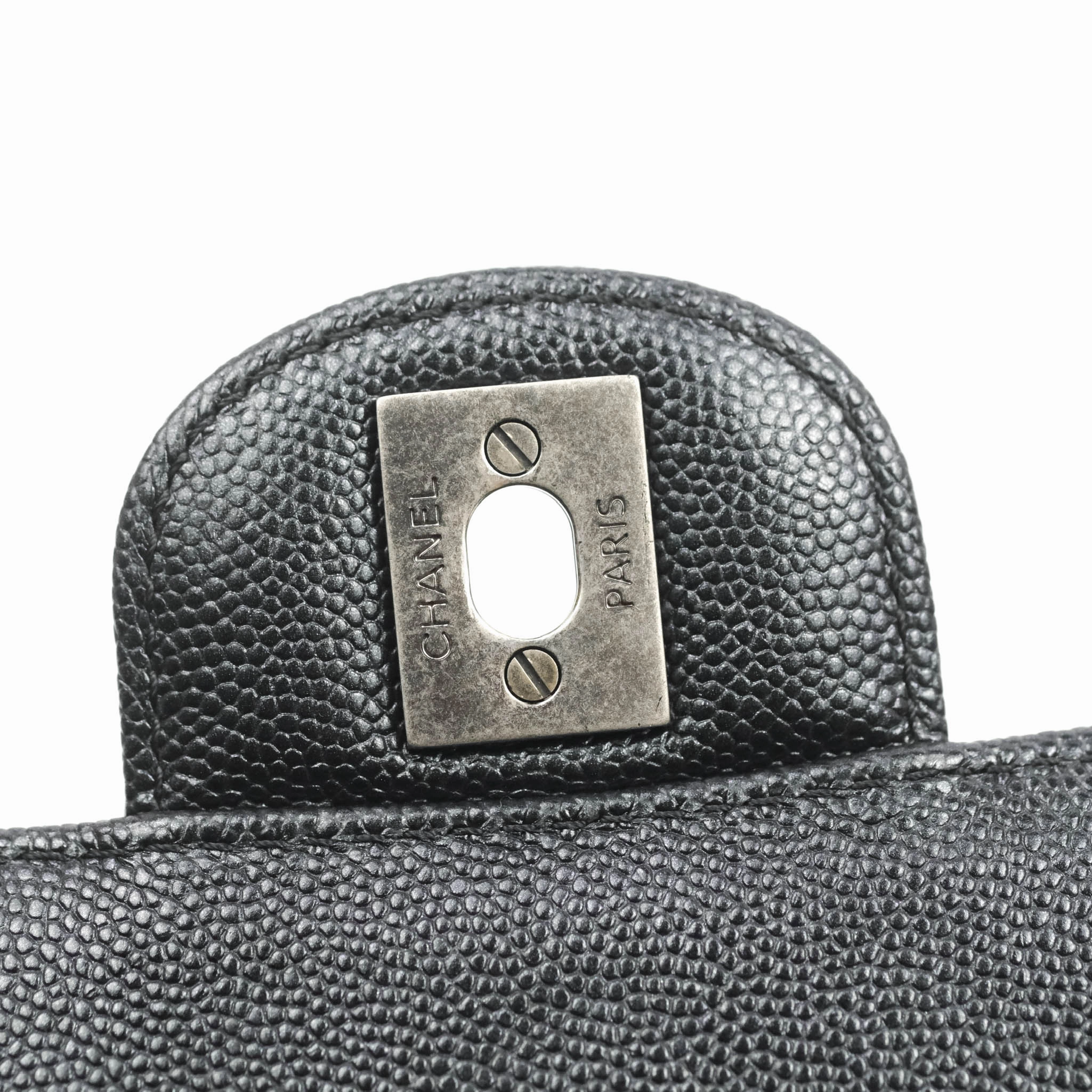 Chanel Chevron Mini Rectangular Flap Iridescent Black Caviar Ruthenium Hardware 17B