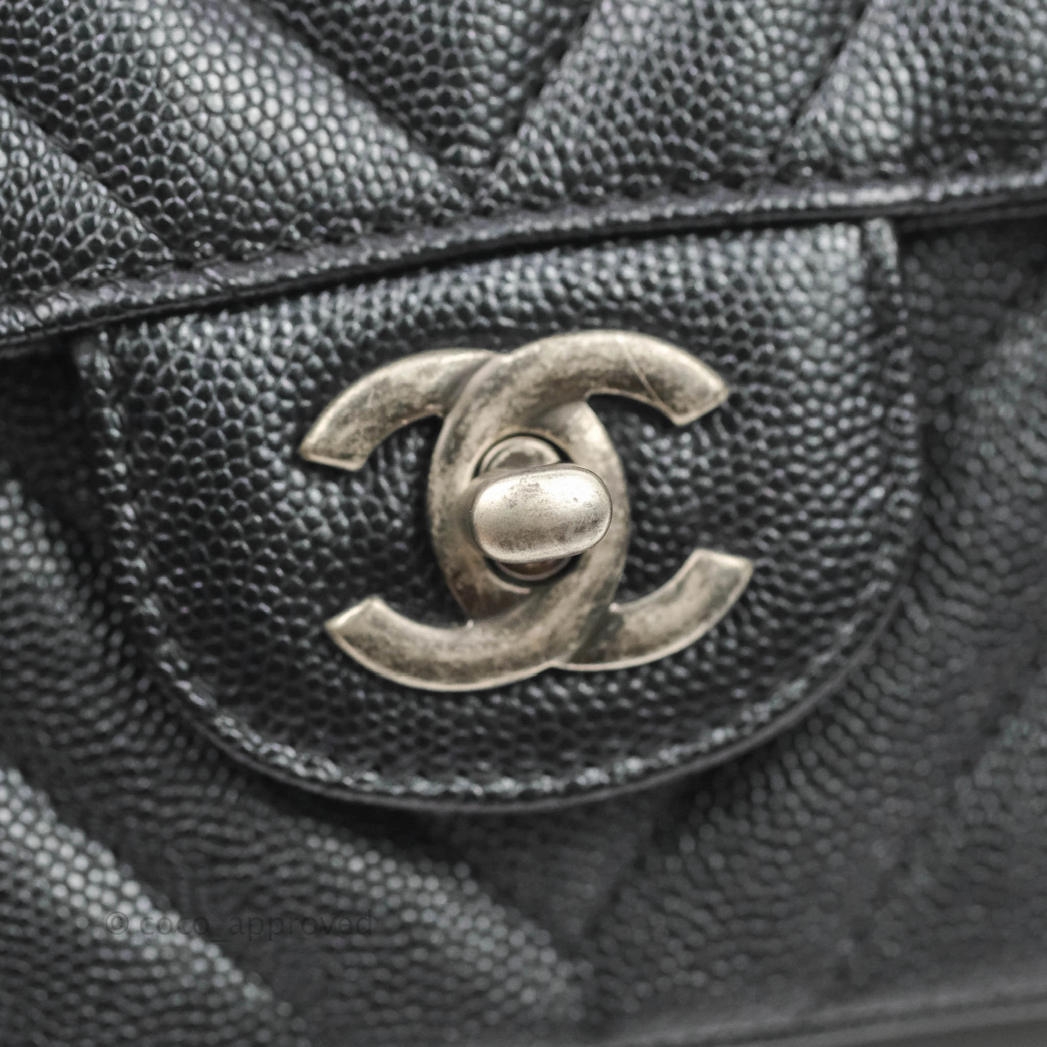 Chanel Chevron Mini Rectangular Flap Iridescent Black Caviar Ruthenium Hardware 17B