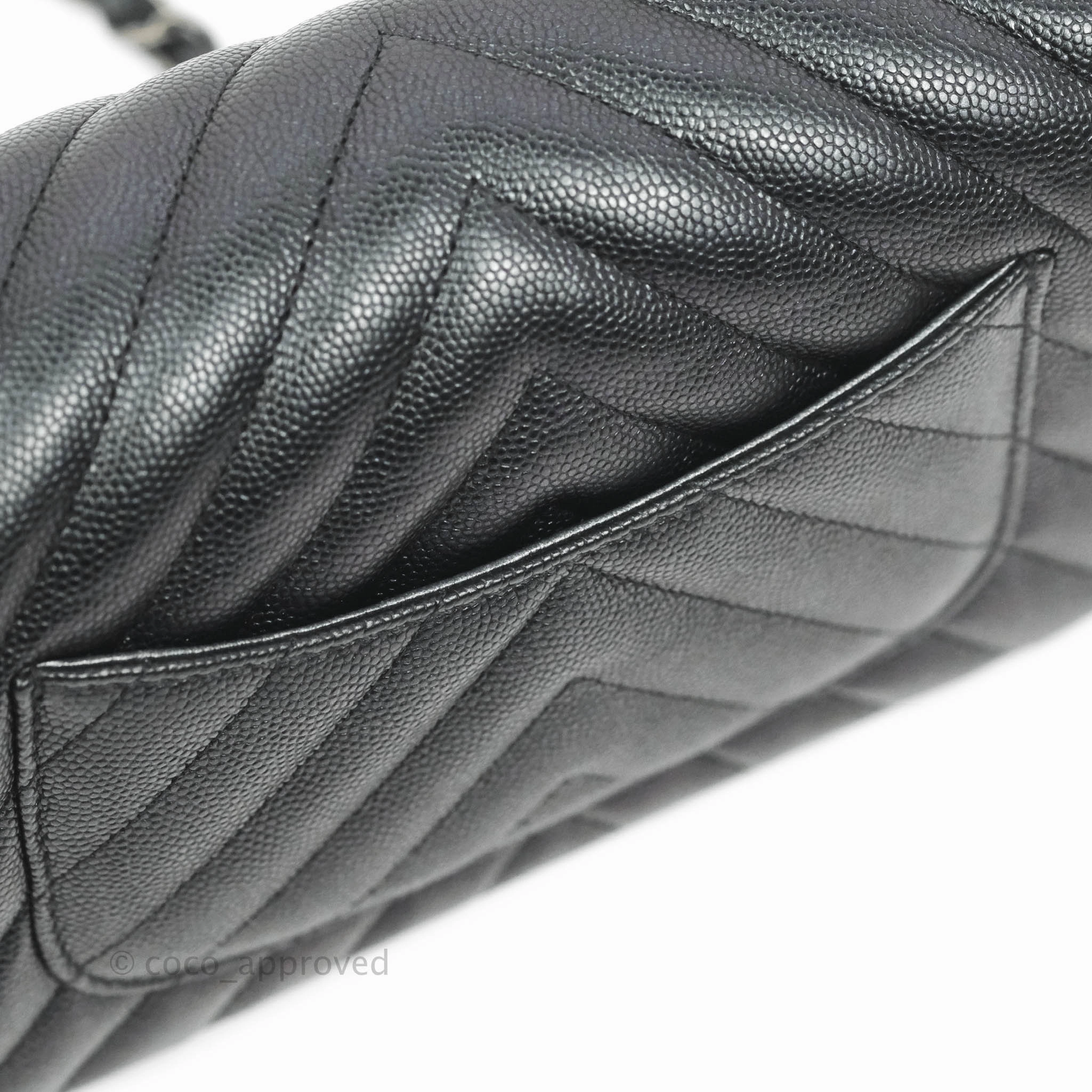 Chanel Chevron Mini Rectangular Flap Iridescent Black Caviar Ruthenium Hardware 17B