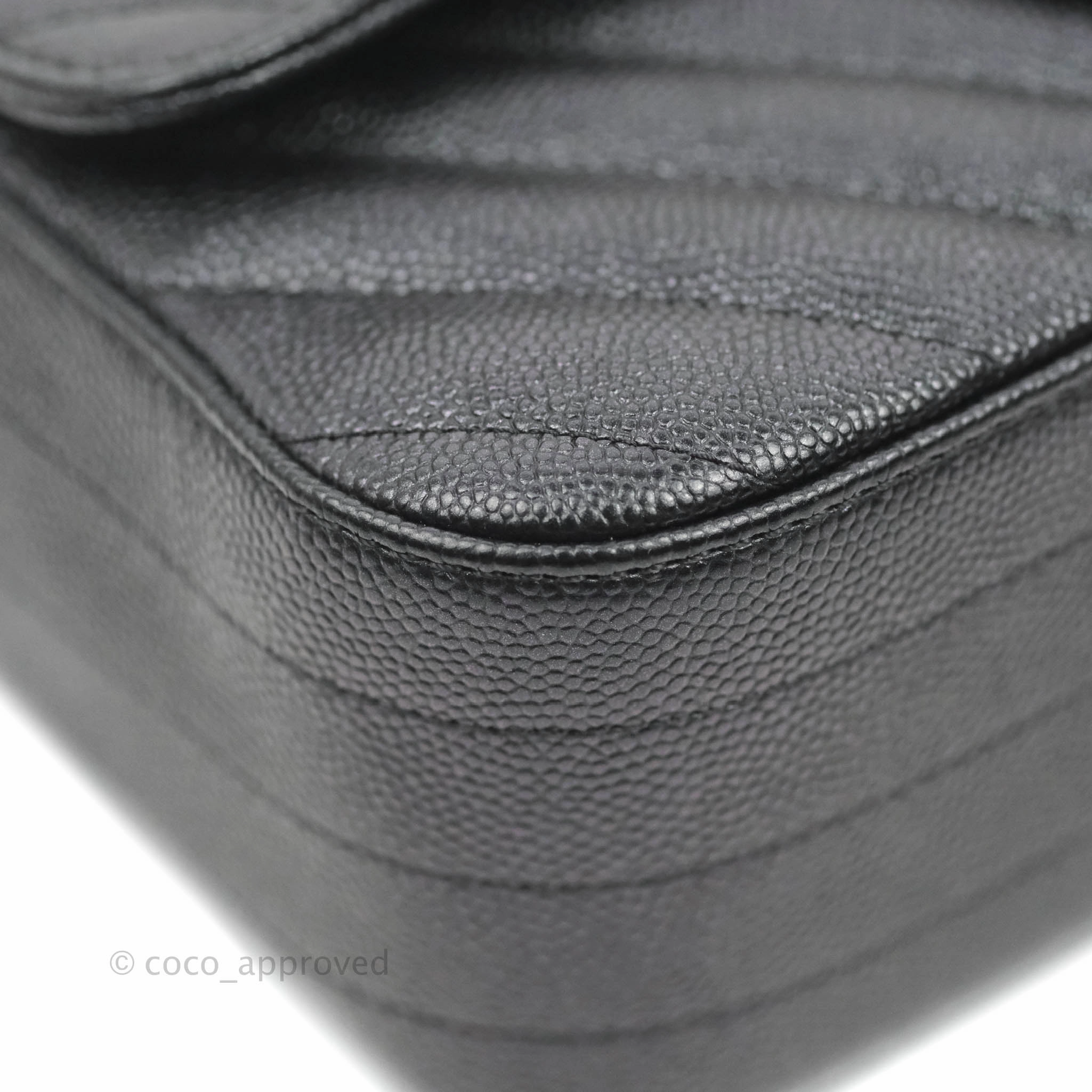 Chanel Chevron Mini Rectangular Flap Iridescent Black Caviar Ruthenium Hardware 17B