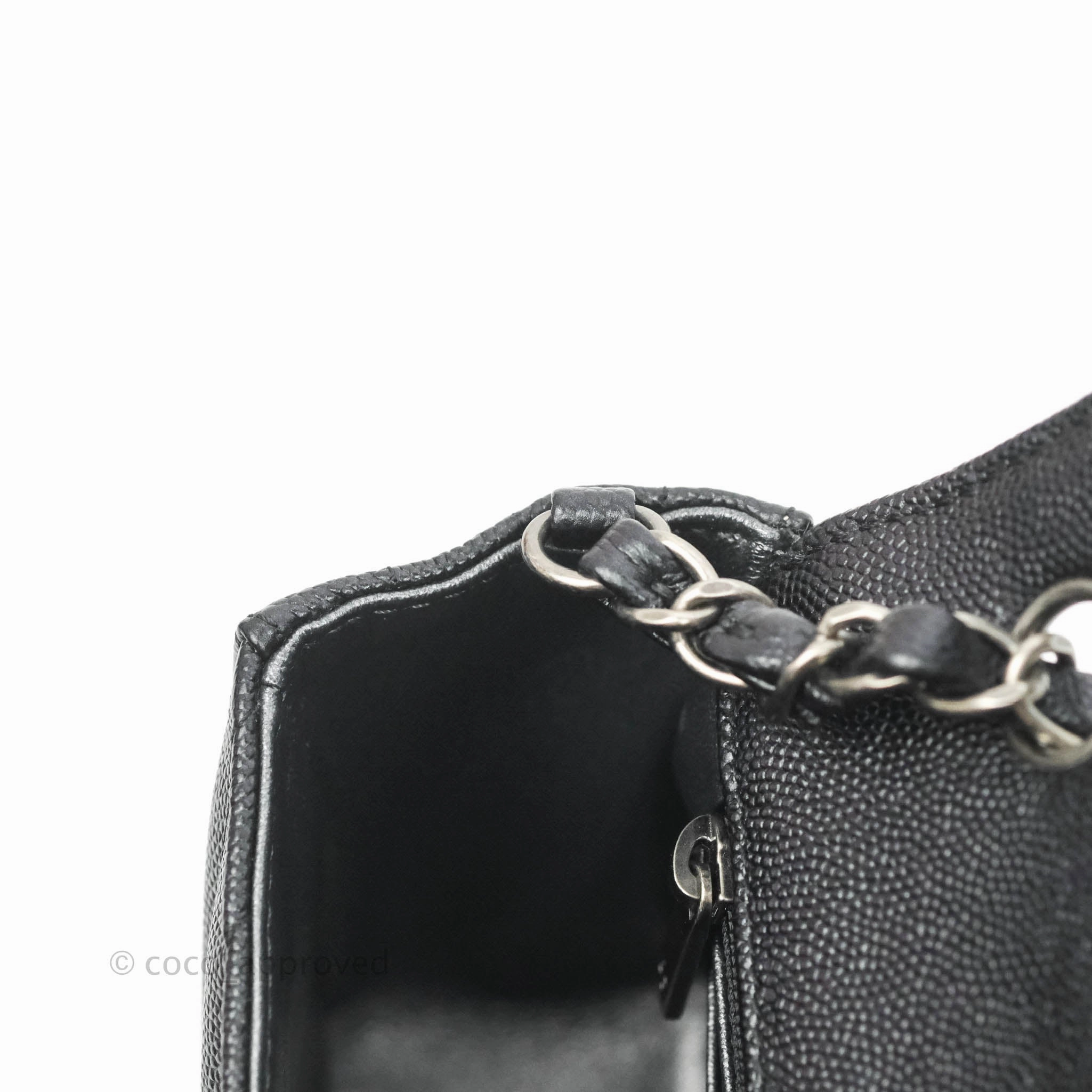 Chanel Chevron Mini Rectangular Flap Iridescent Black Caviar Ruthenium Hardware 17B