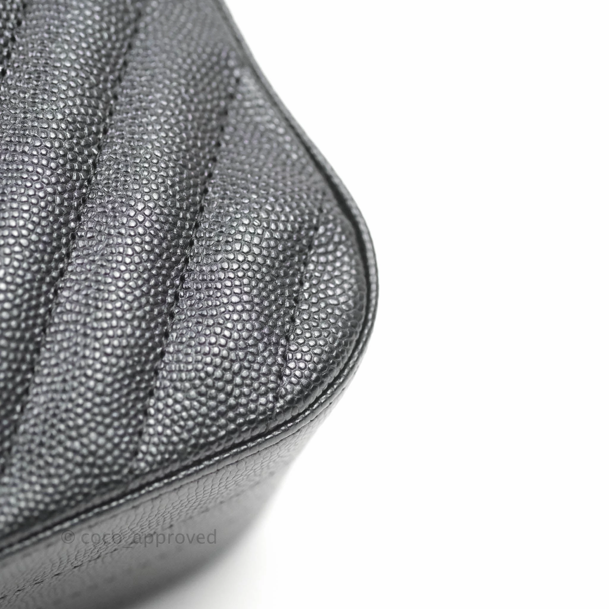 Chanel Chevron Mini Rectangular Flap Iridescent Black Caviar Ruthenium Hardware 17B