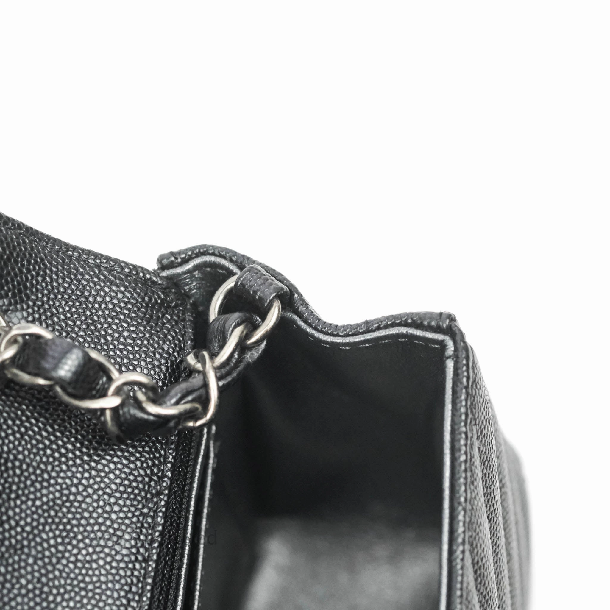 Chanel Chevron Mini Rectangular Flap Iridescent Black Caviar Ruthenium Hardware 17B