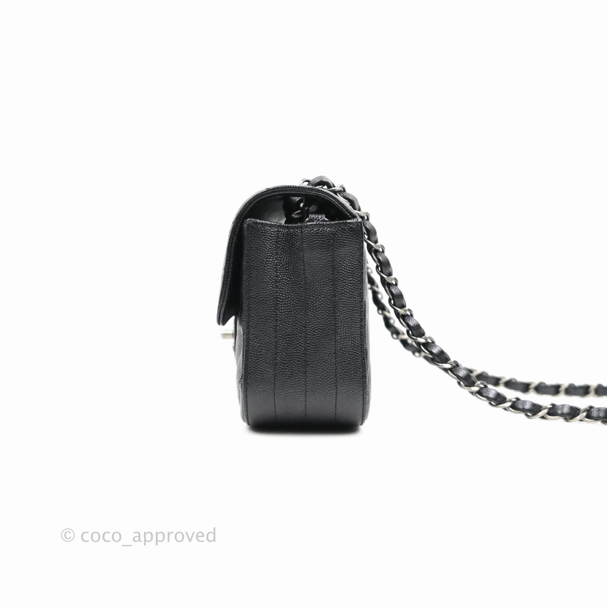 Chanel Chevron Mini Rectangular Flap Iridescent Black Caviar Ruthenium Hardware 17B